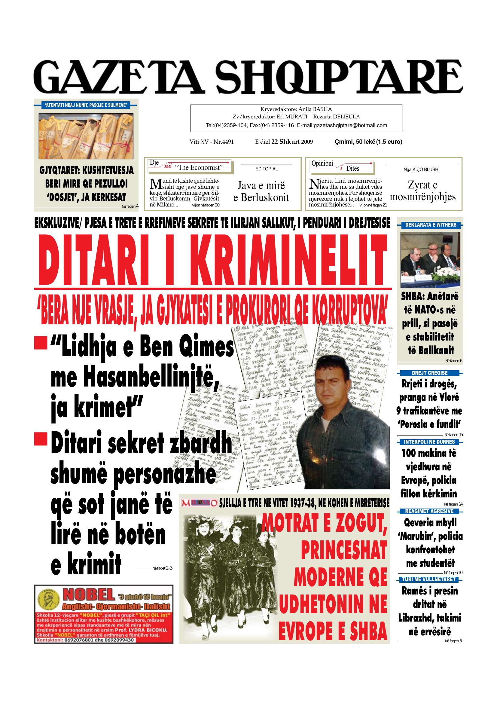 Gazeta Shqiptare 2009-02-22