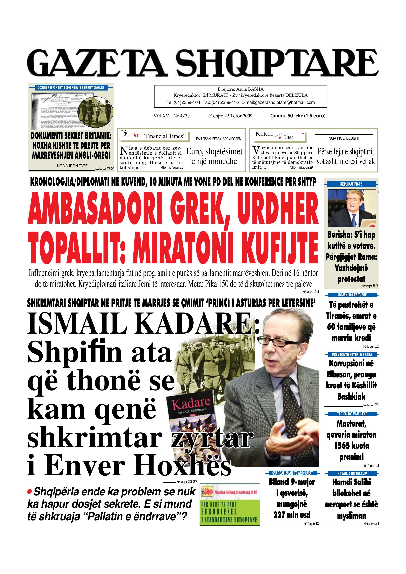 Gazeta Shqiptare 2009-10-22