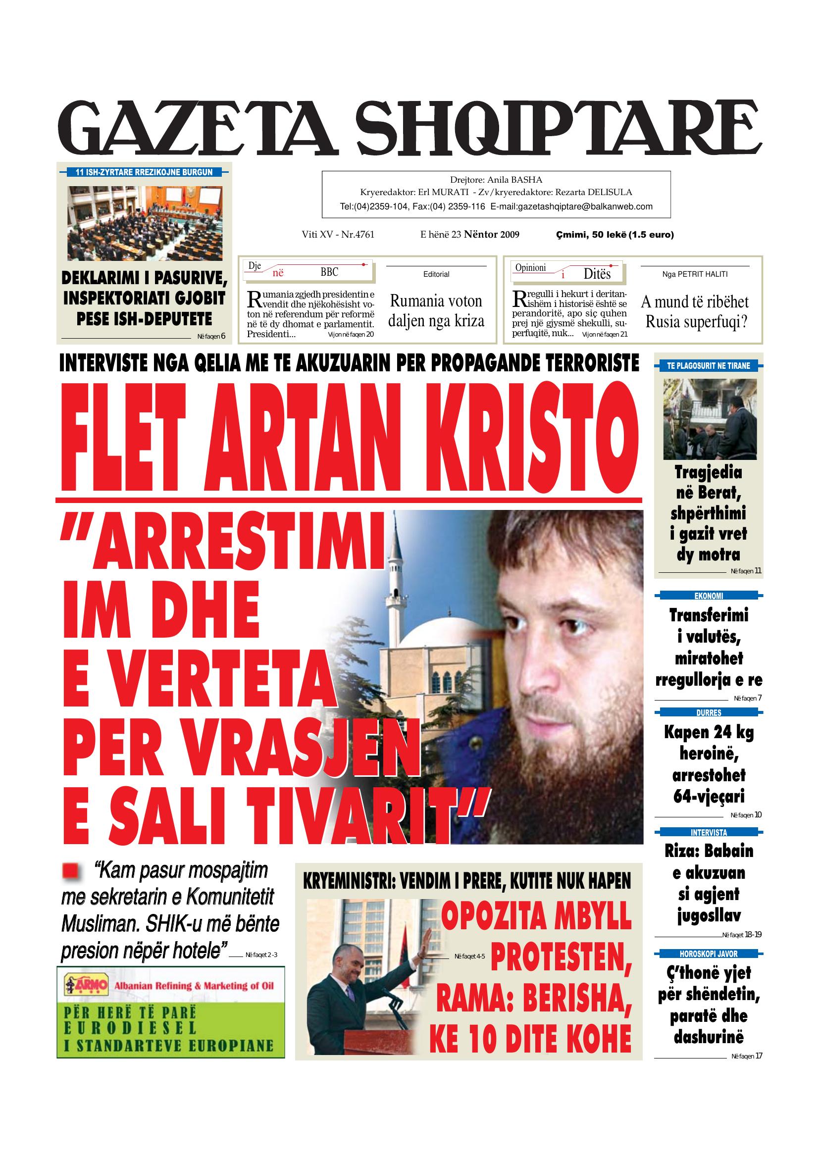 Gazeta Shqiptare 2009-11-23