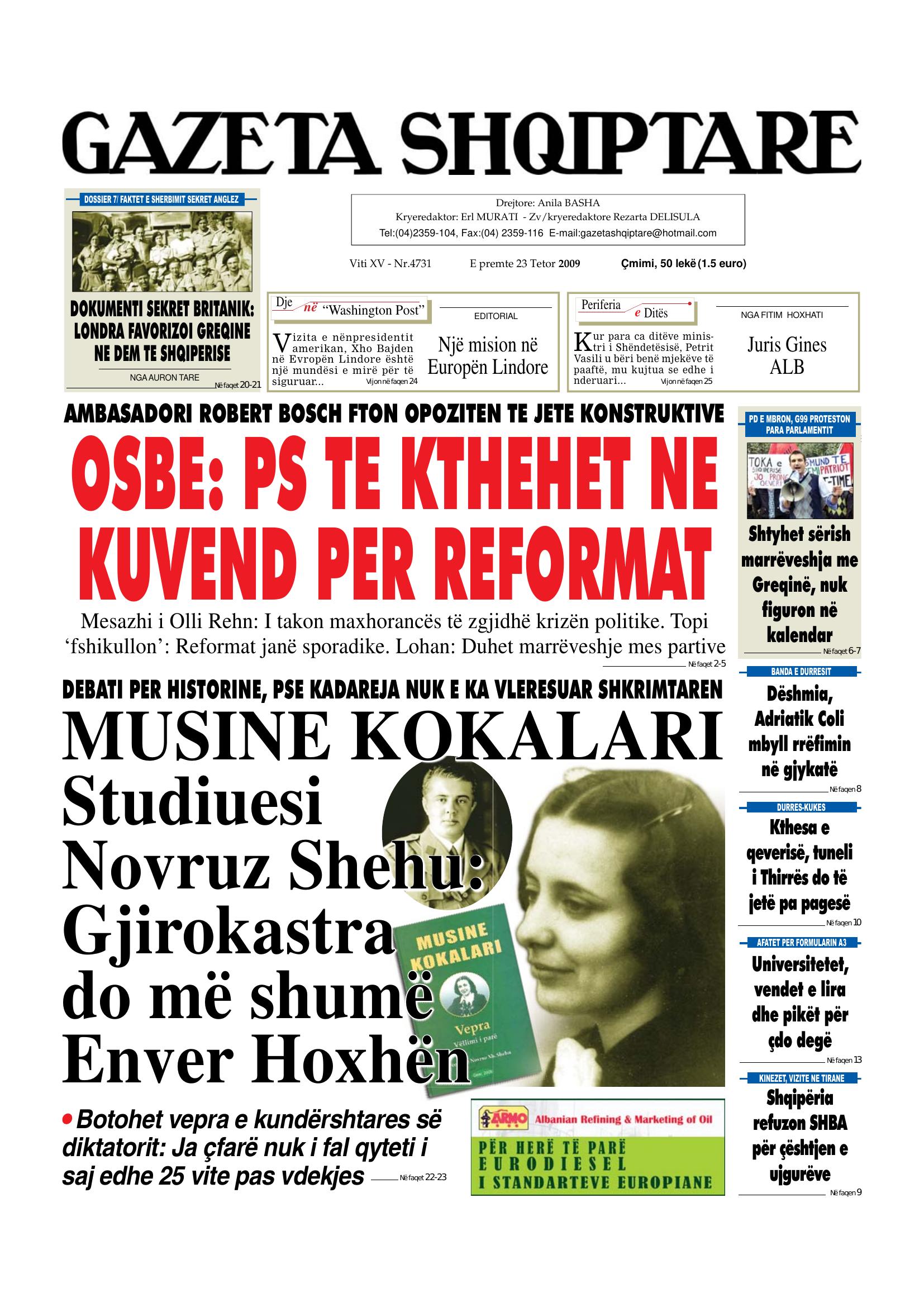 Gazeta Shqiptare 2009-10-23