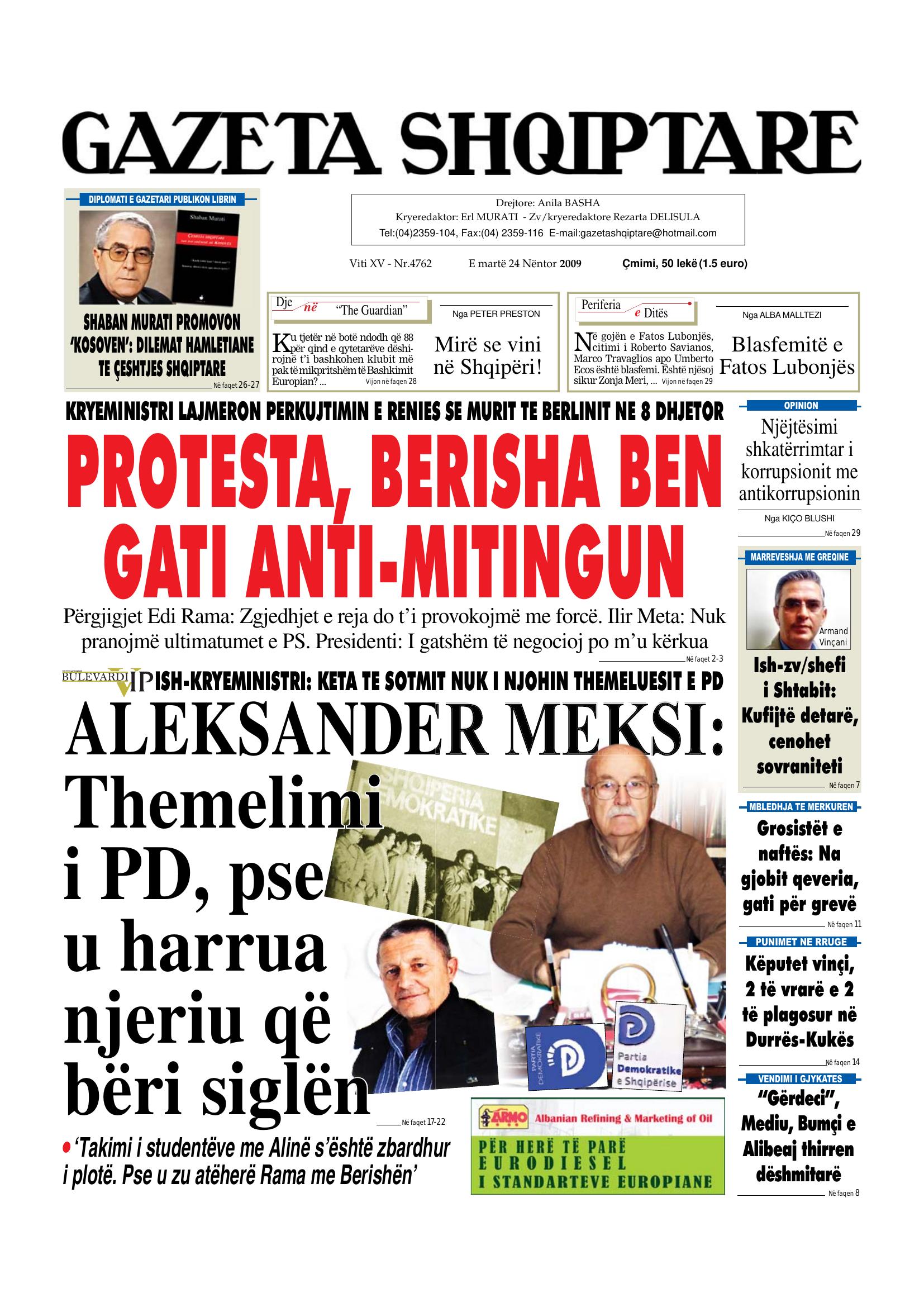 Gazeta Shqiptare 2009-11-24
