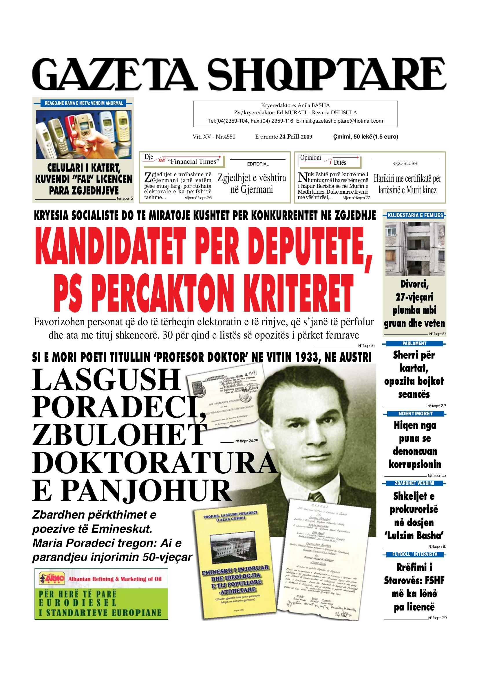 Gazeta Shqiptare 2009-04-24