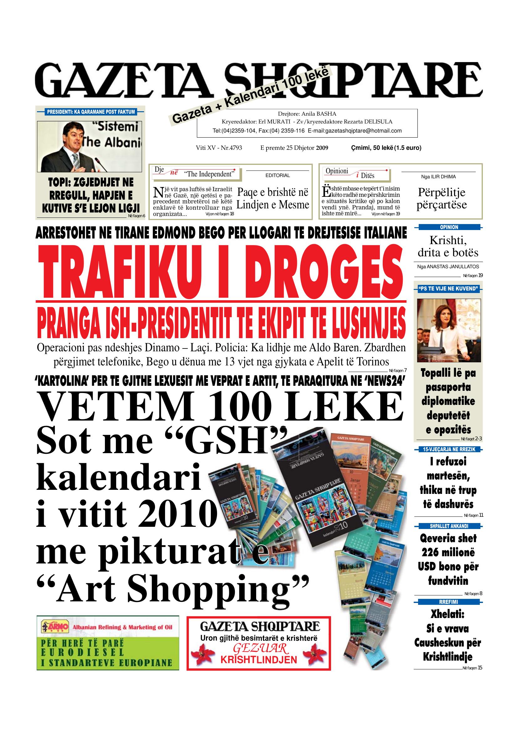 Gazeta Shqiptare 2009-12-25