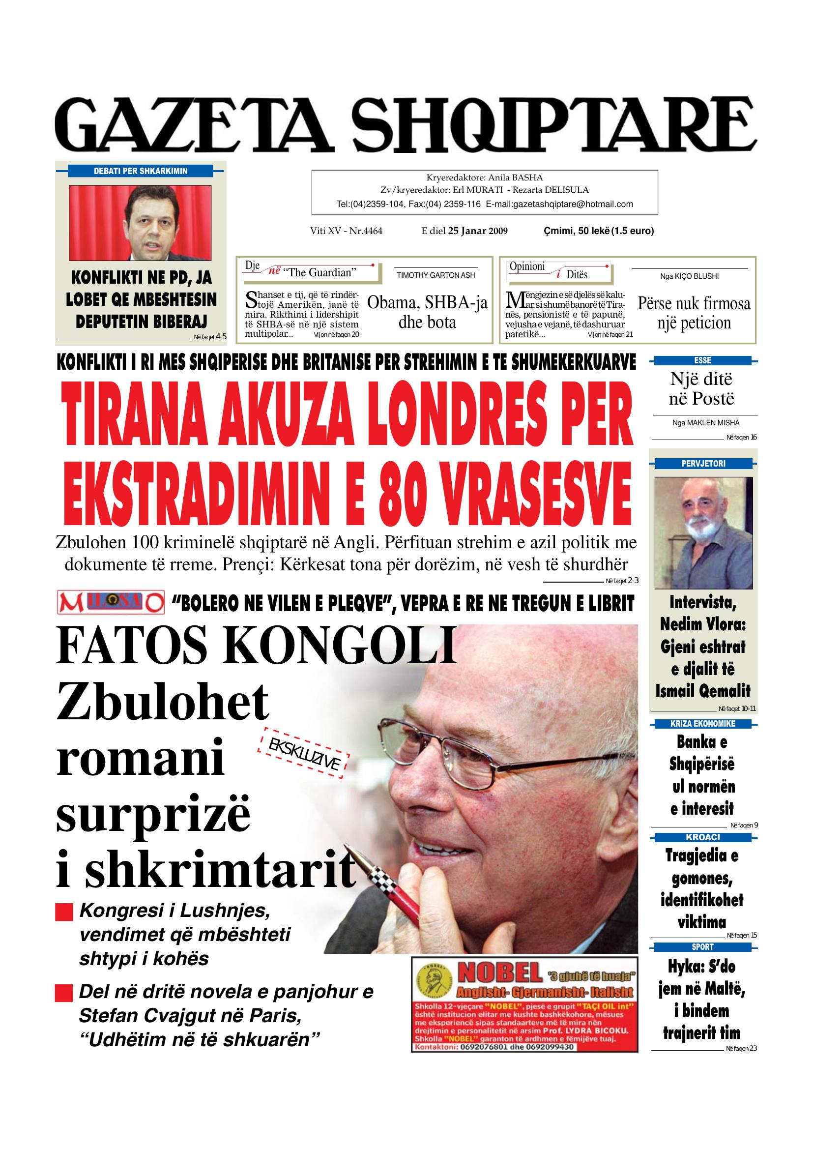 Gazeta Shqiptare 2009-01-25