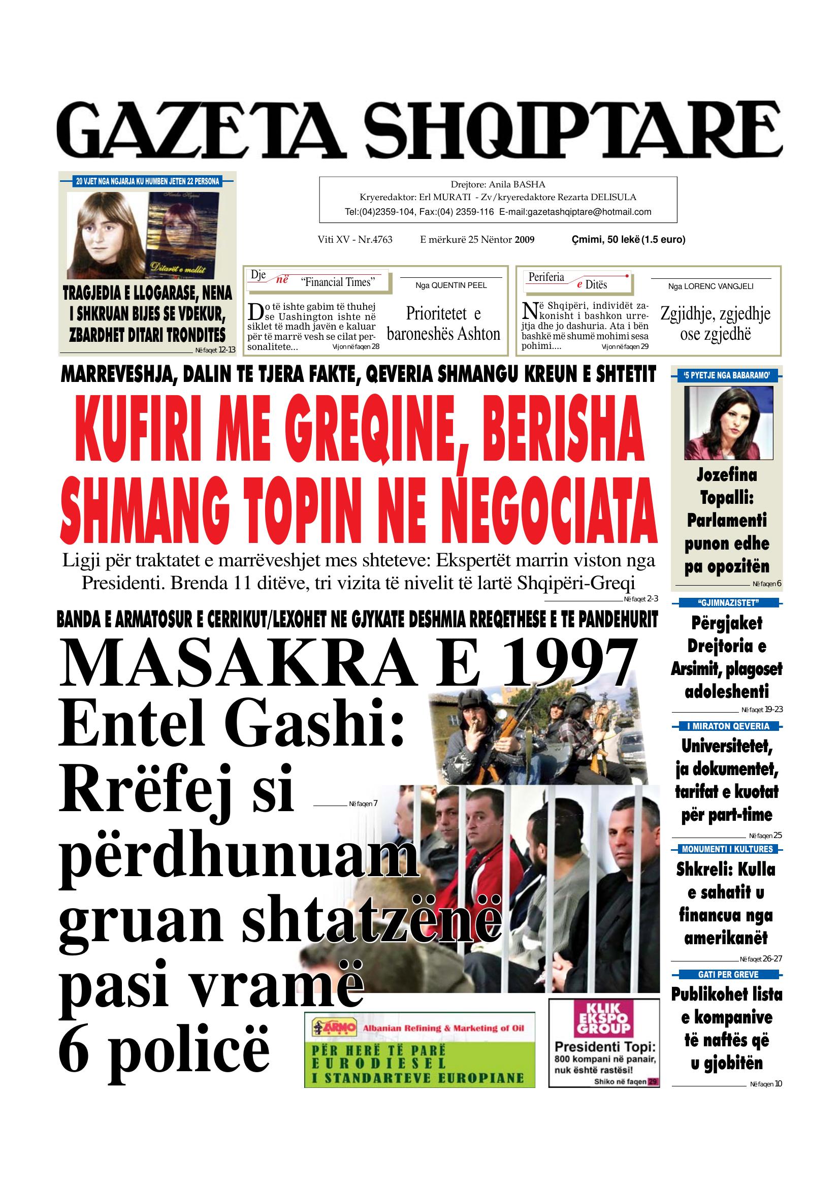 Gazeta Shqiptare 2009-11-25