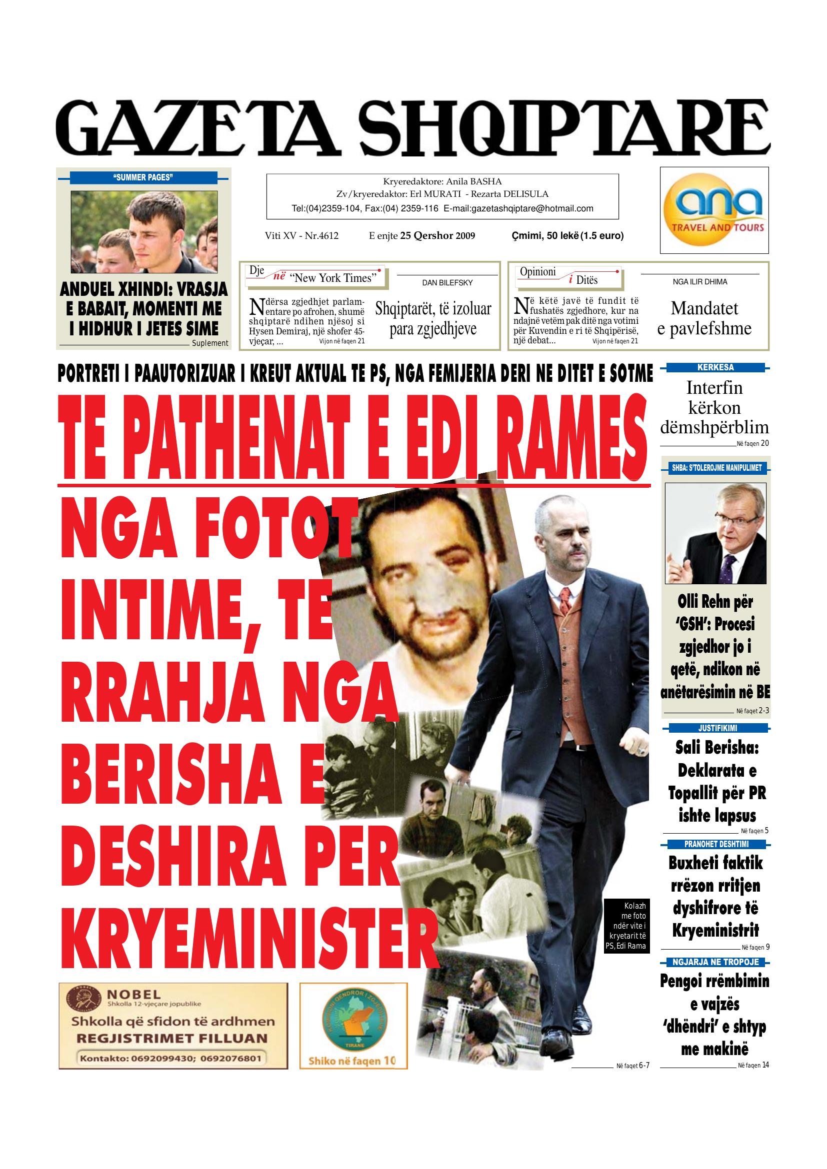 Gazeta Shqiptare 2009-06-25