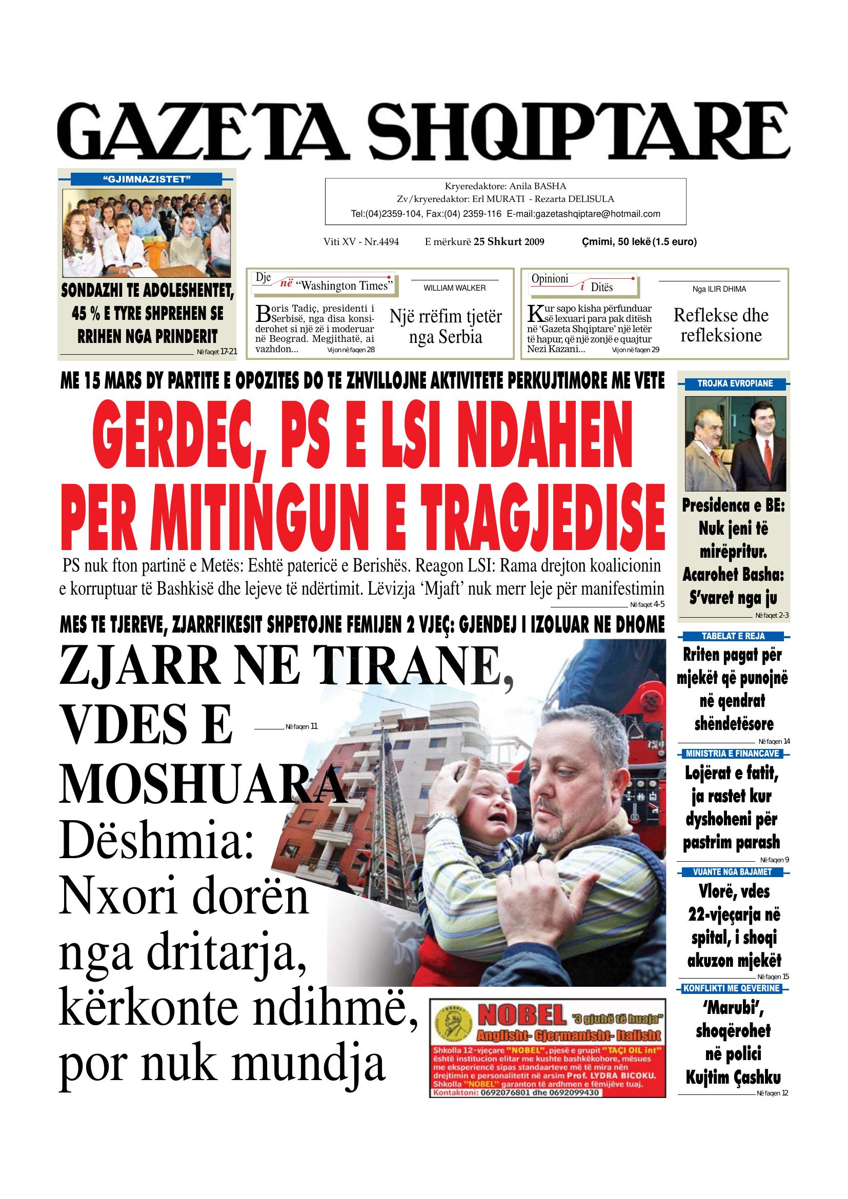 Gazeta Shqiptare 2009-02-25