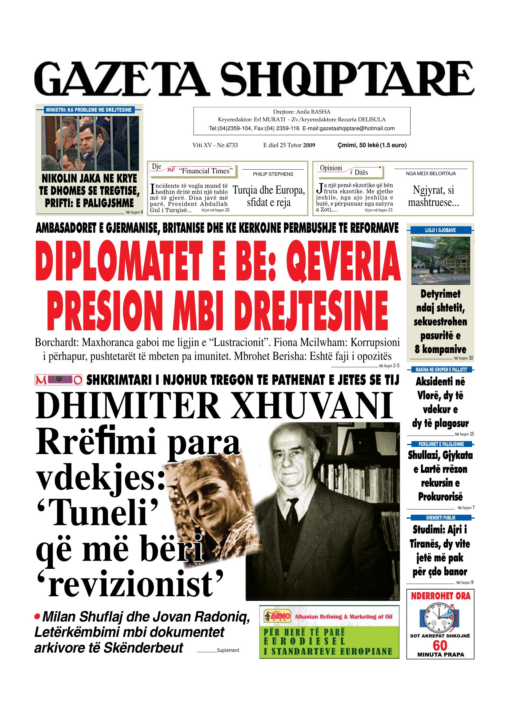 Gazeta Shqiptare 2009-10-25