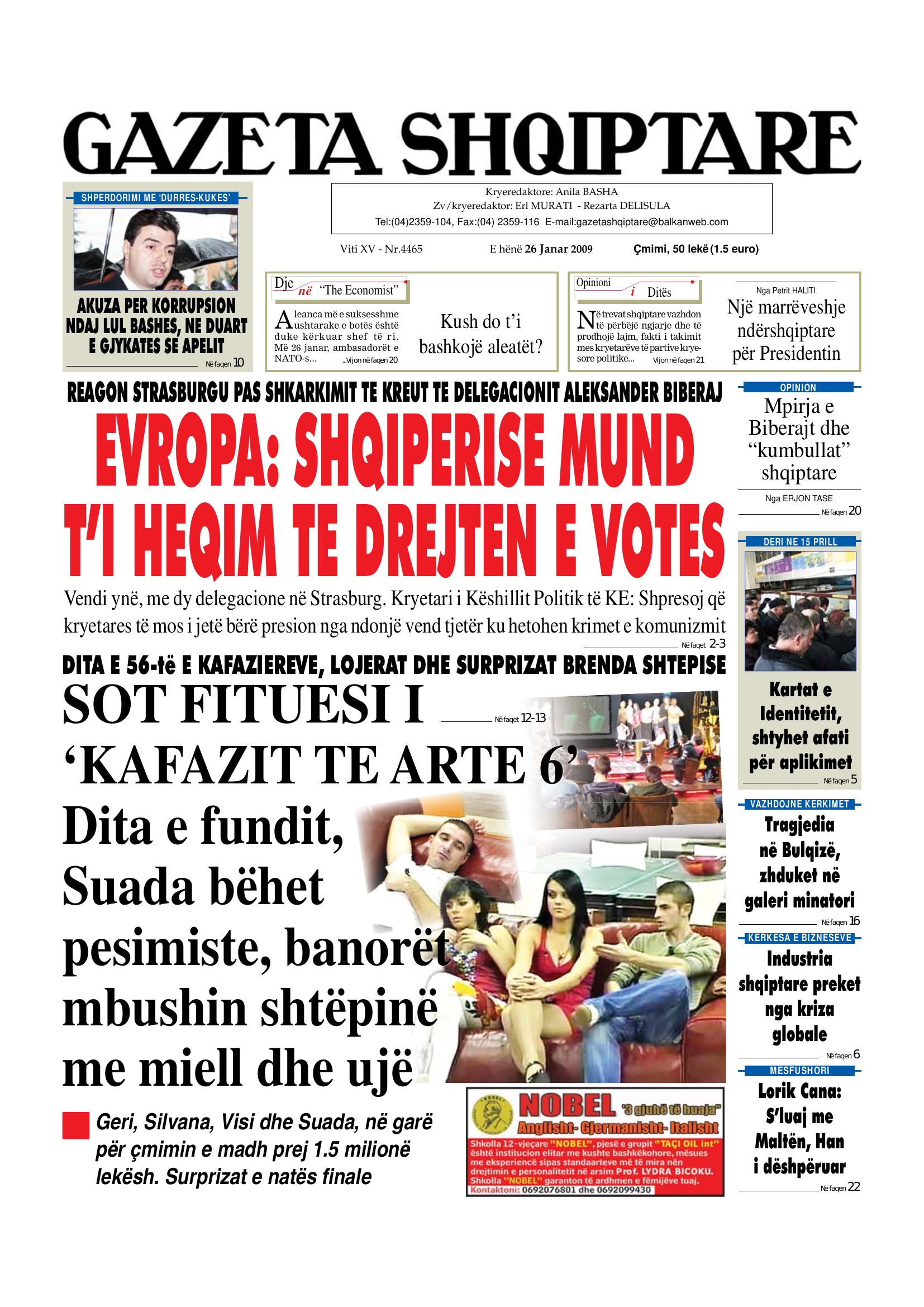 Gazeta Shqiptare 2009-01-26