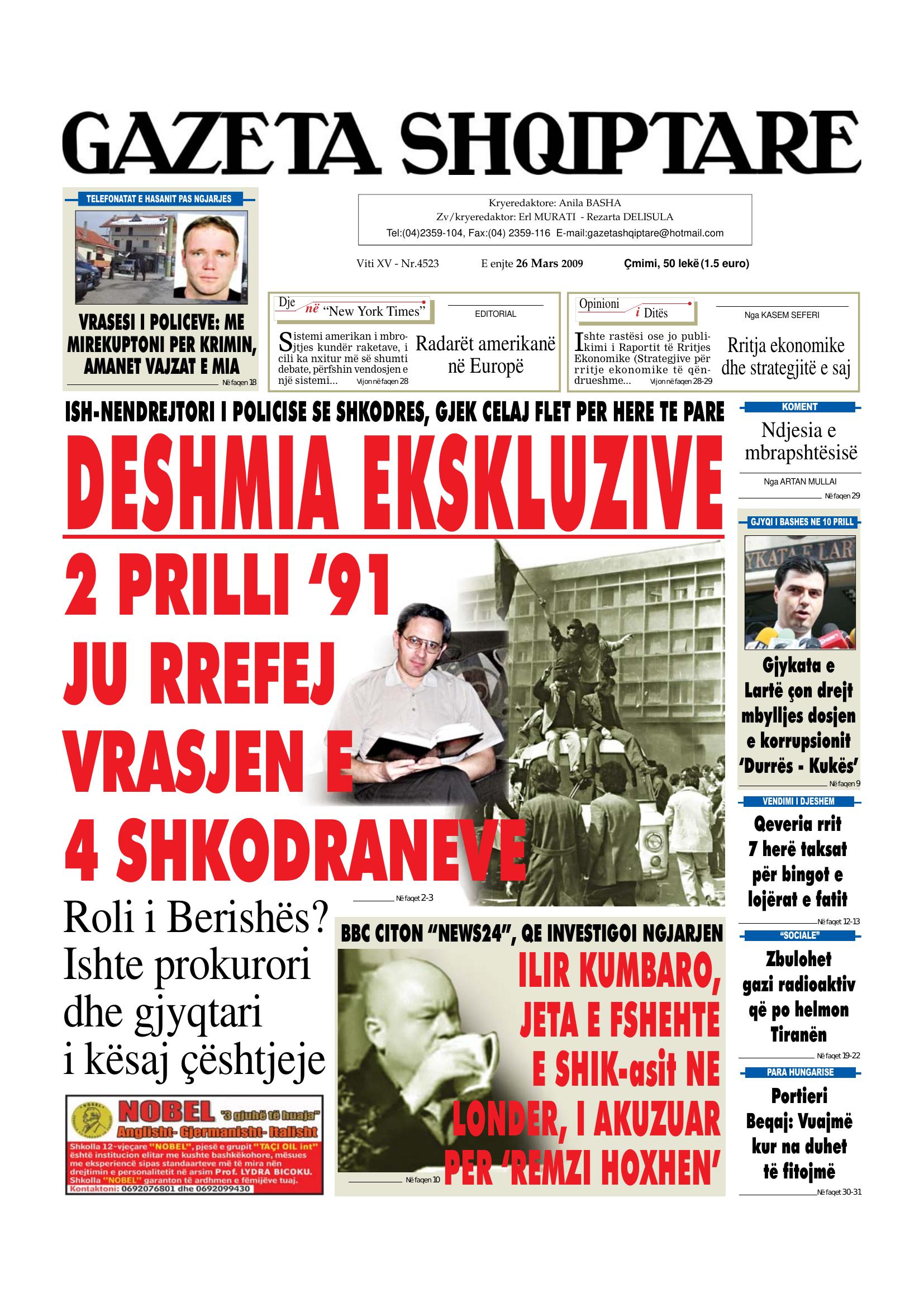 Gazeta Shqiptare 2009-03-26