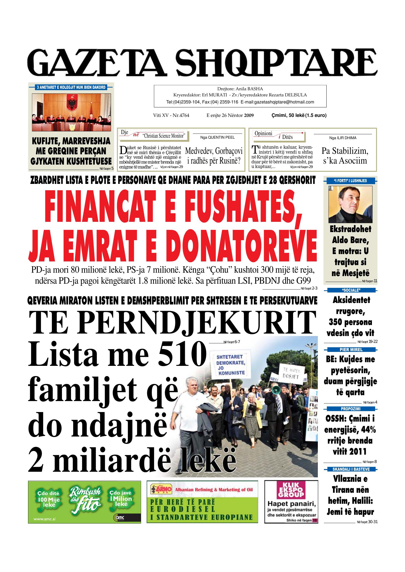 Gazeta Shqiptare 2009-11-26