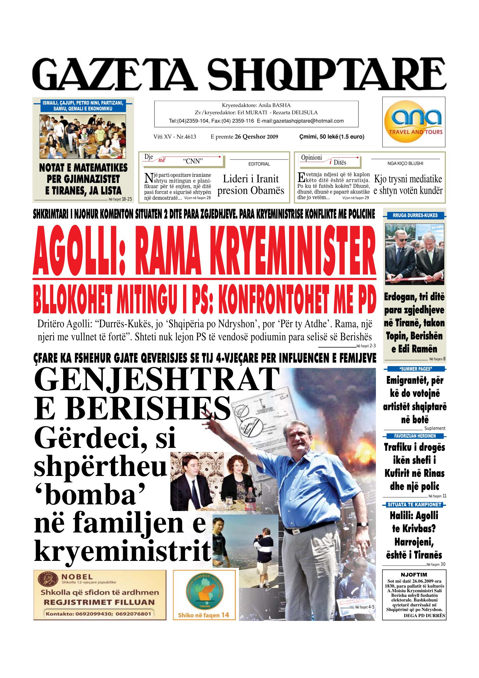 Gazeta Shqiptare 2009-06-26