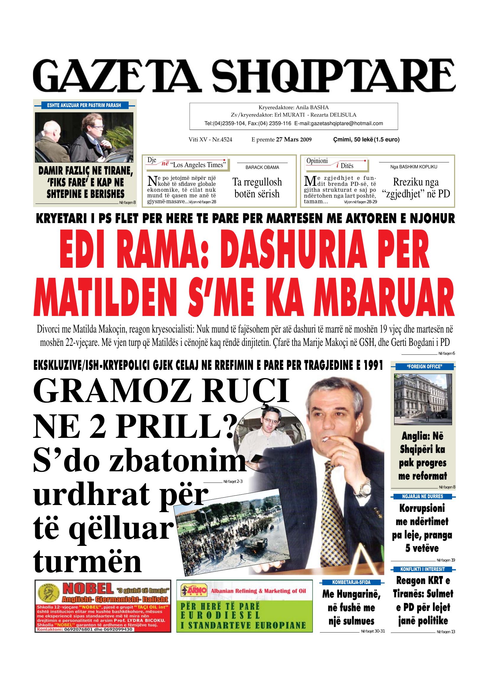 Gazeta Shqiptare 2009-03-27