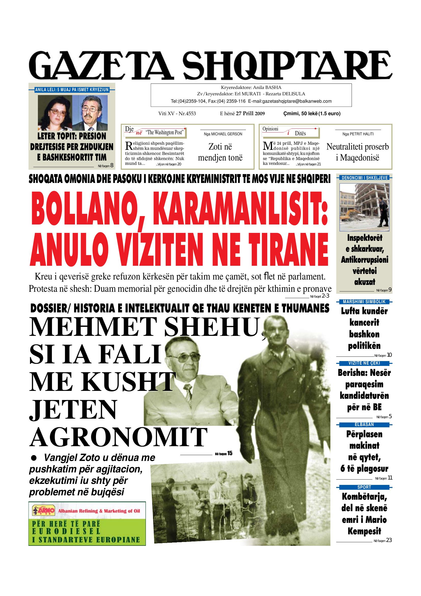 Gazeta Shqiptare 2009-04-27