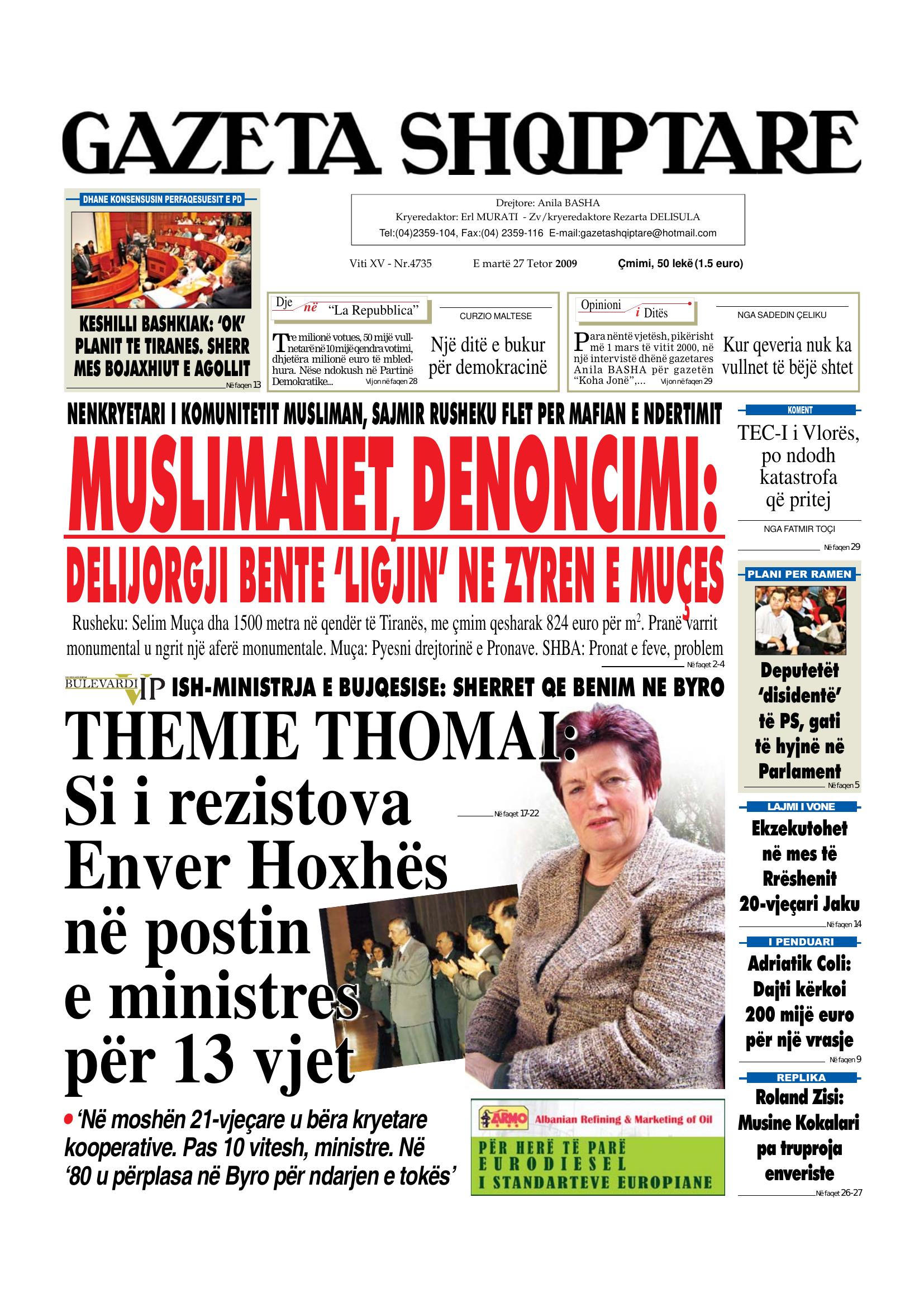 Gazeta Shqiptare 2009-10-27