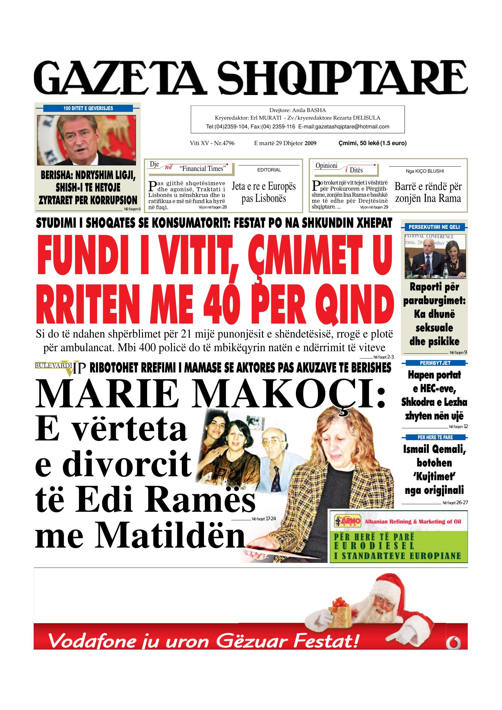 Gazeta Shqiptare 2009-12-29