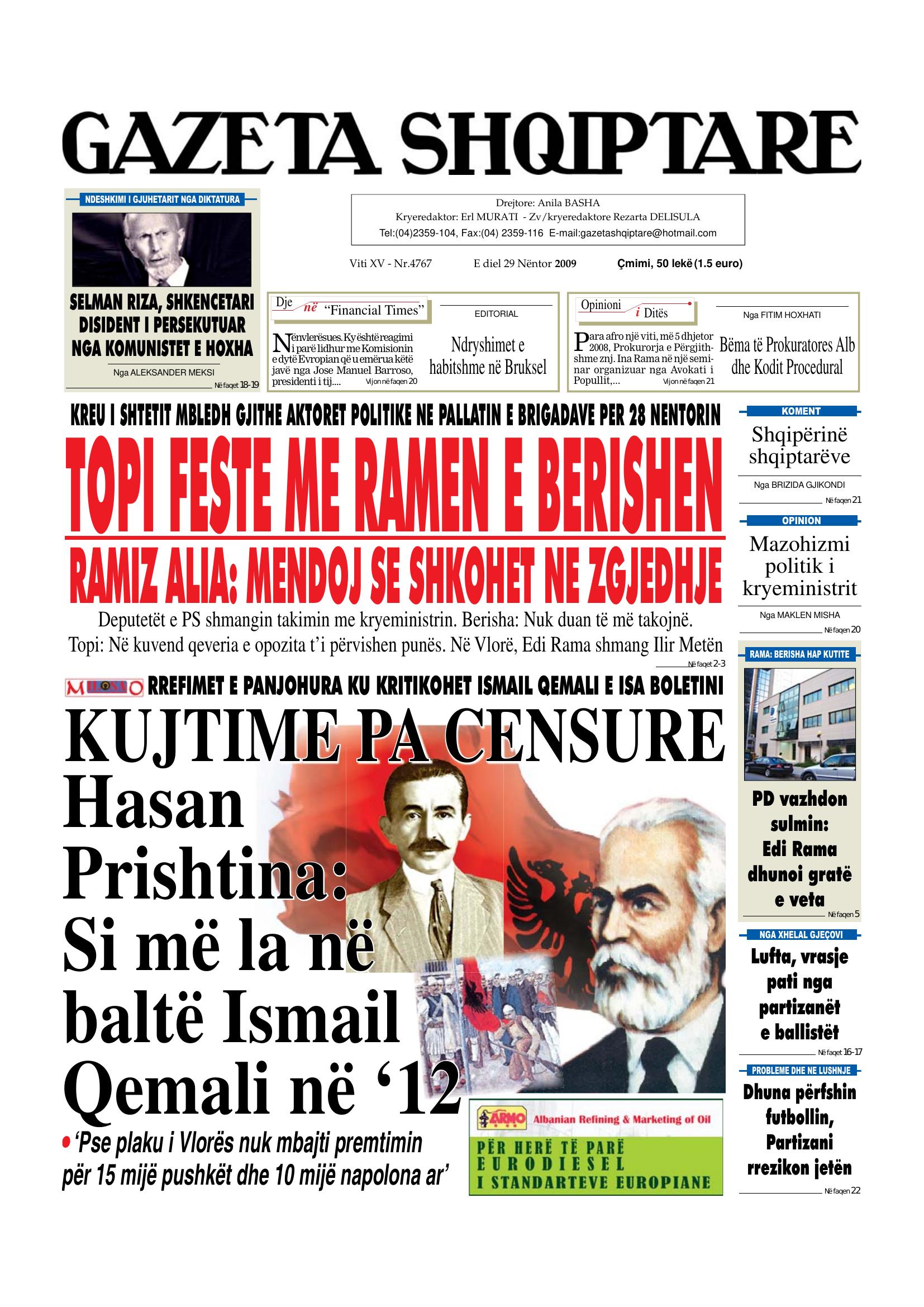 Gazeta Shqiptare 2009-11-29