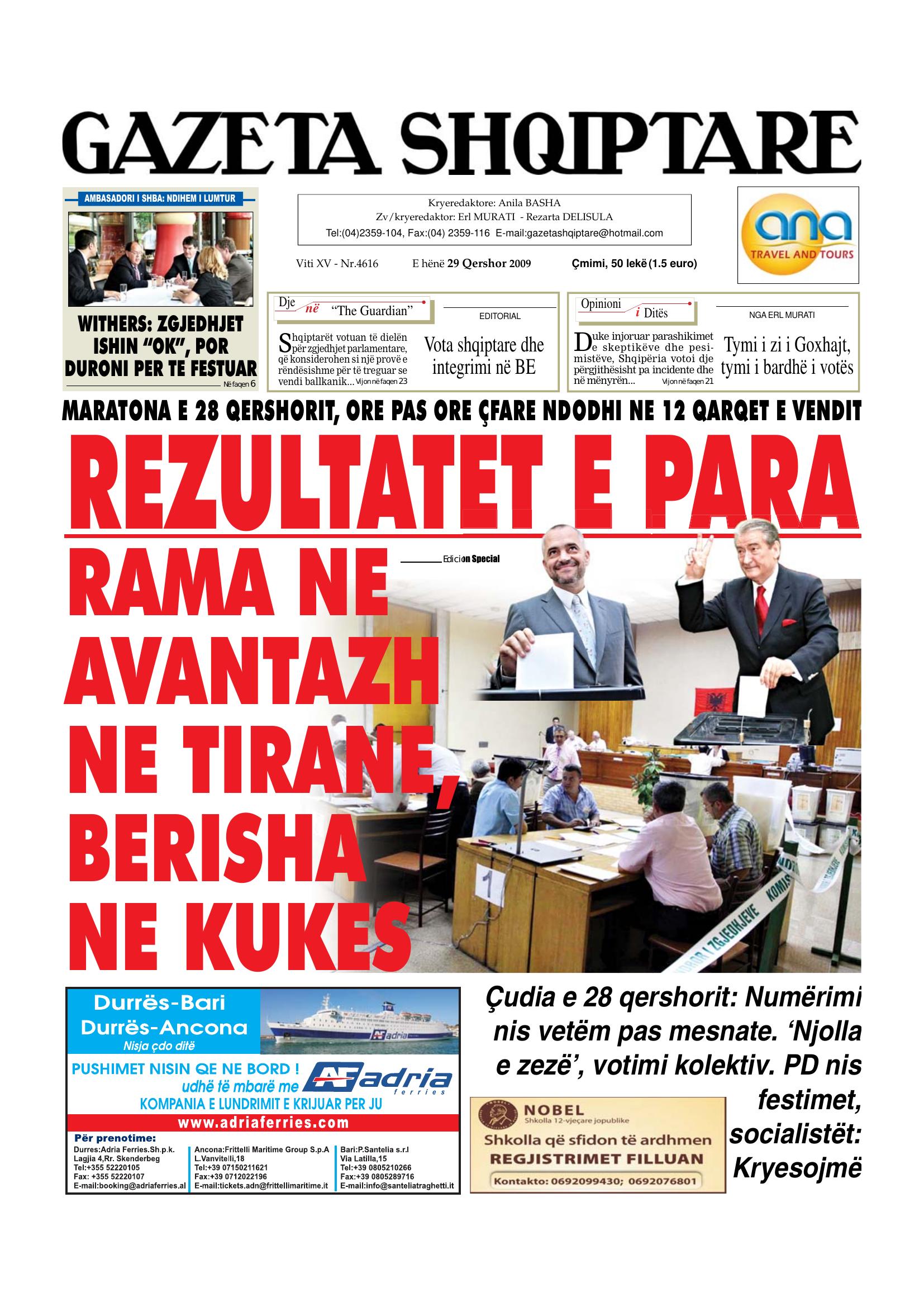 Gazeta Shqiptare 2009-06-29