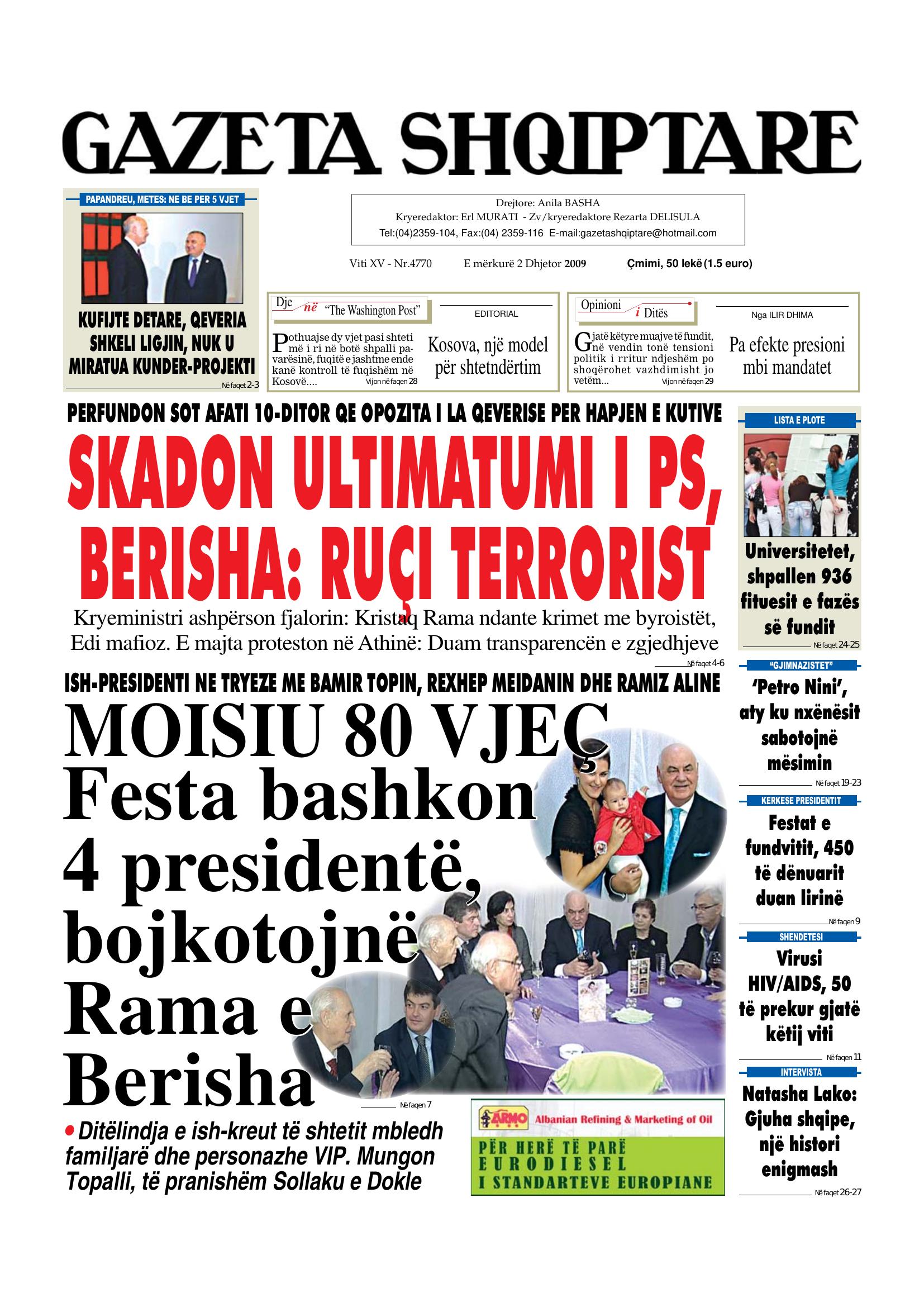 Gazeta Shqiptare 2009-12-02