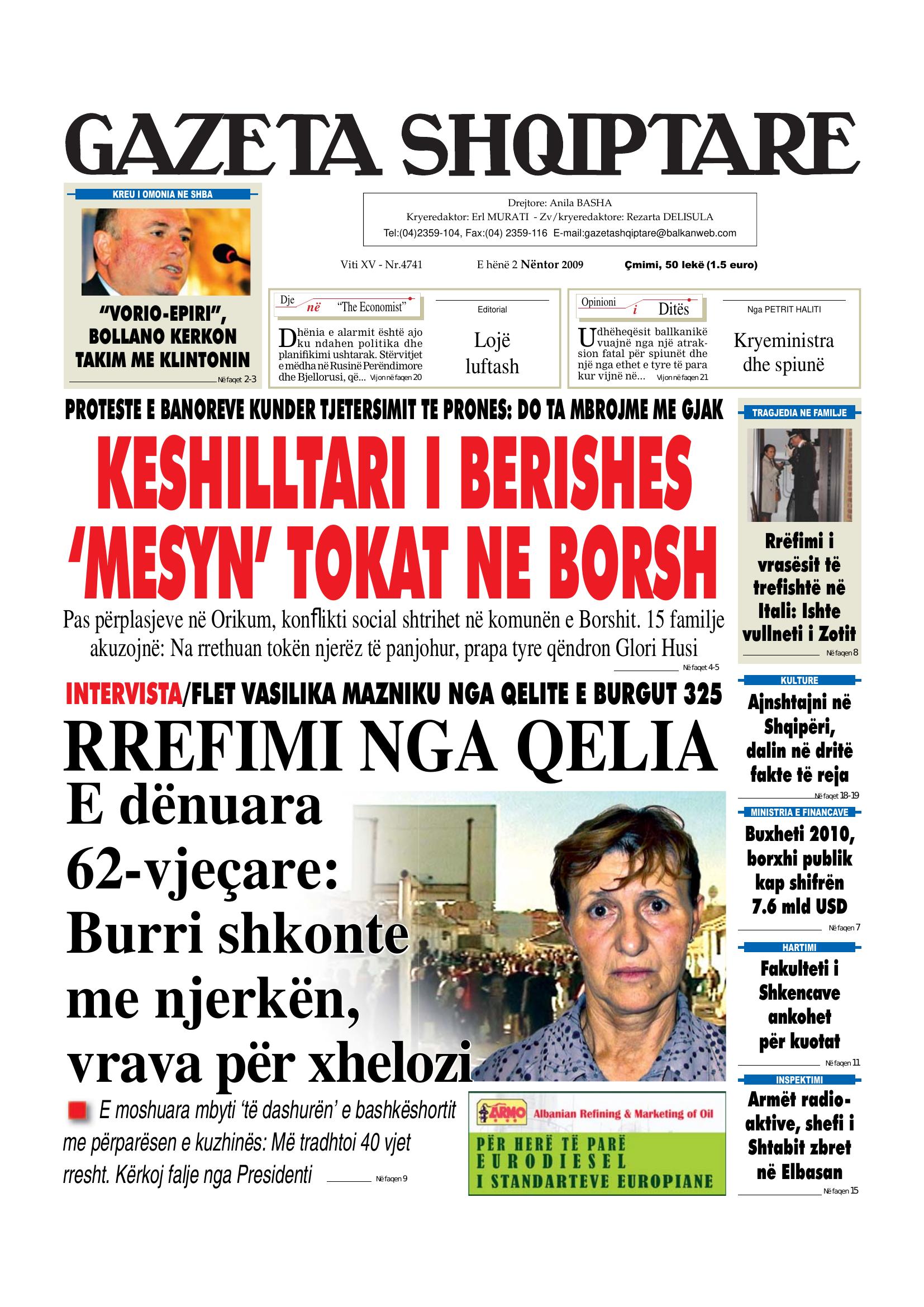 Gazeta Shqiptare 2009-11-02