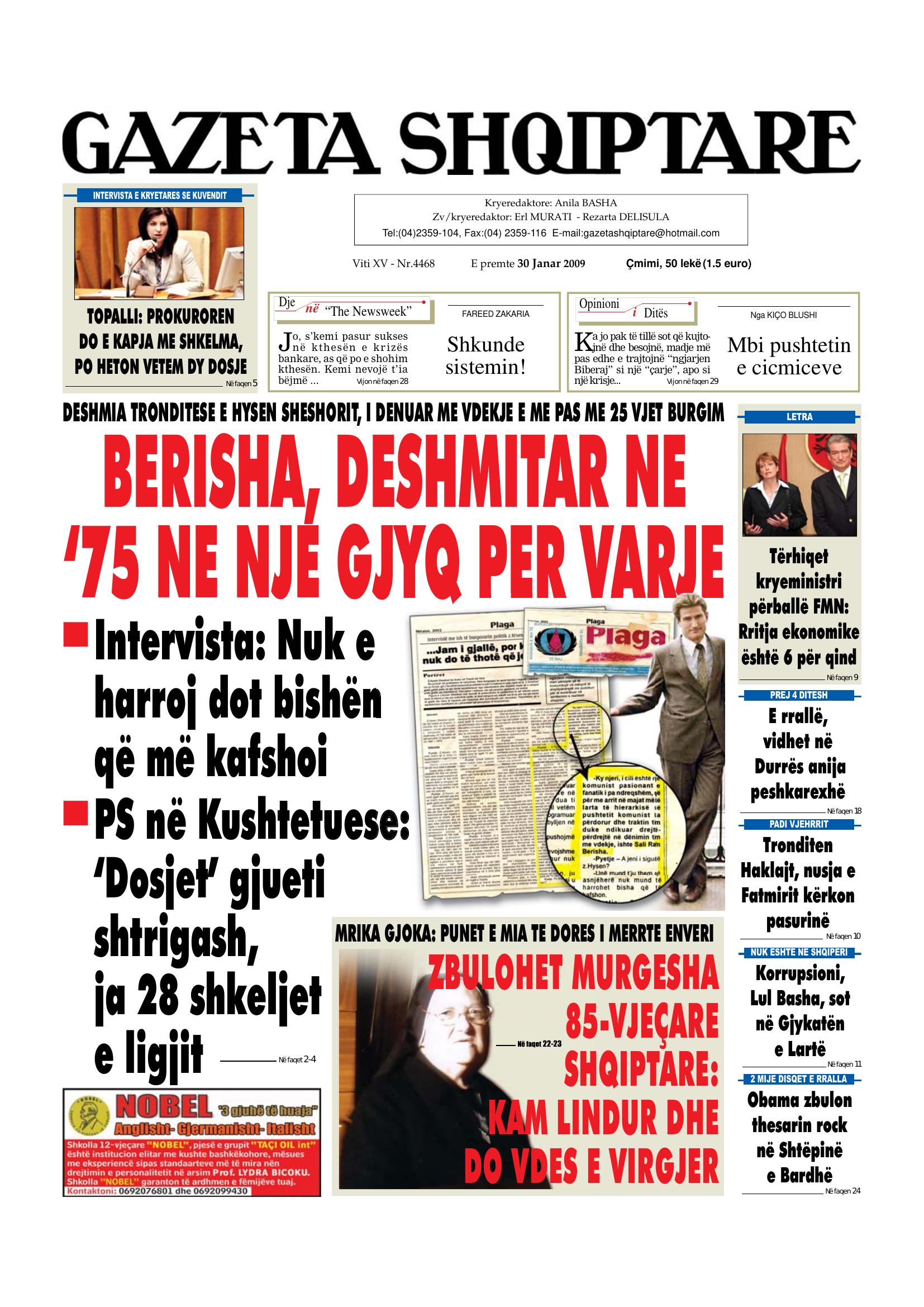 Gazeta Shqiptare 2009-01-30