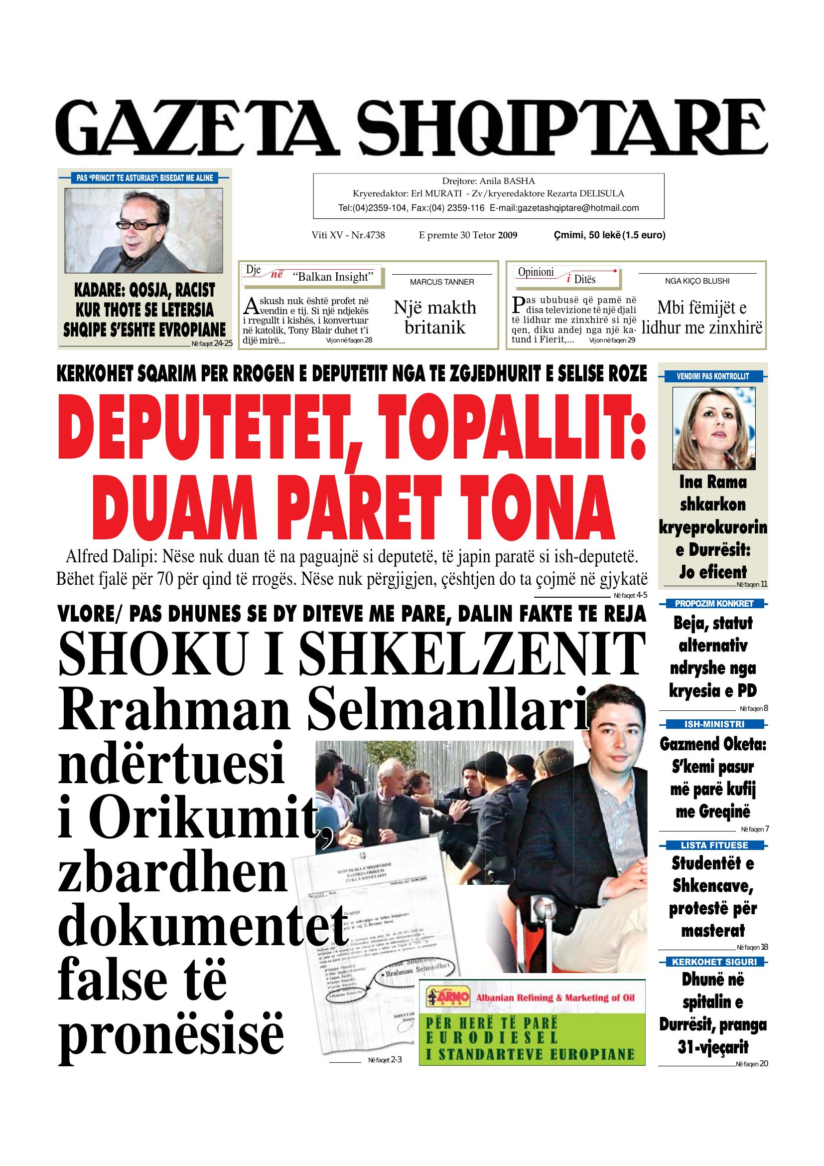 Gazeta Shqiptare 2009-10-30