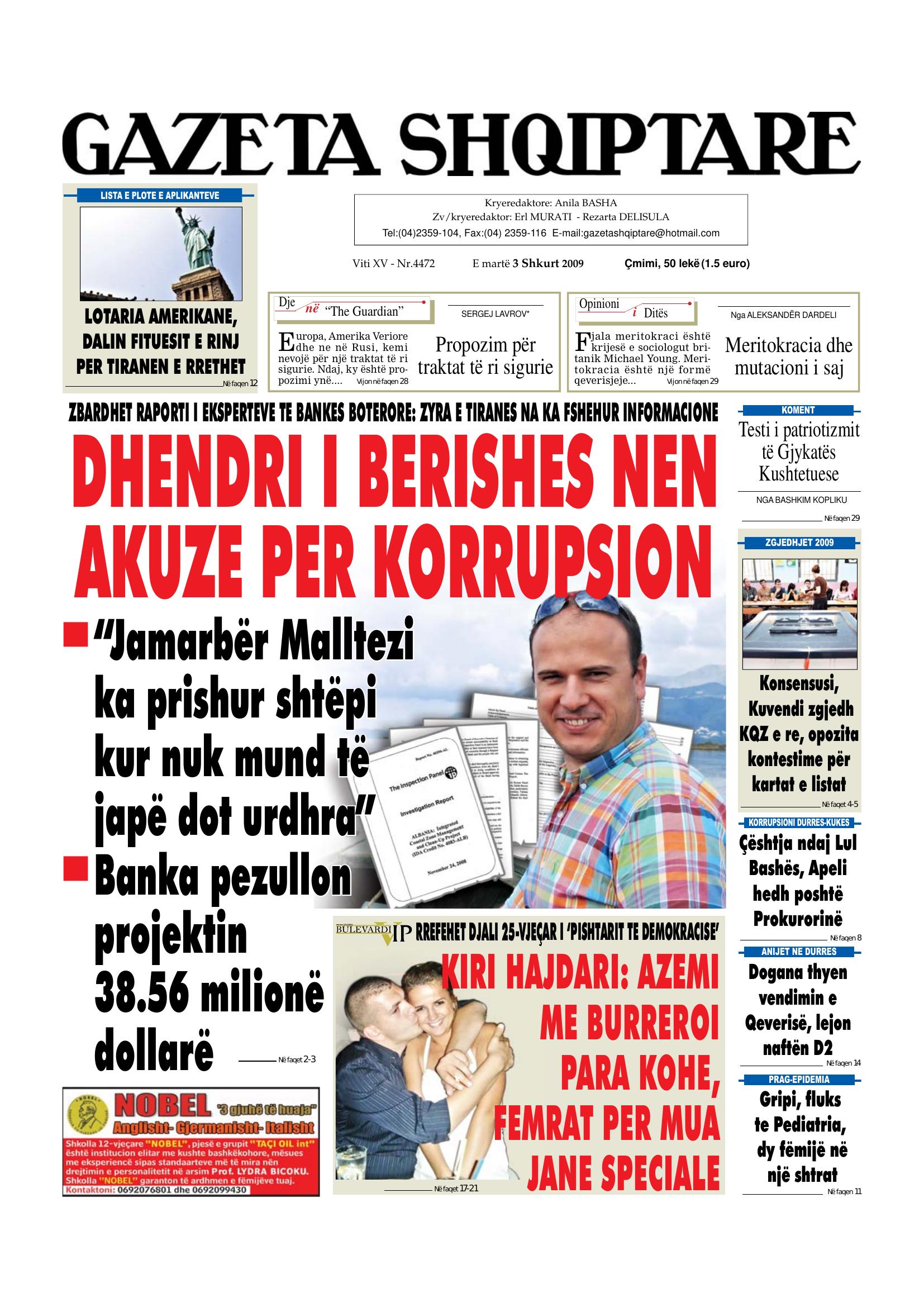 Gazeta Shqiptare 2009-02-03