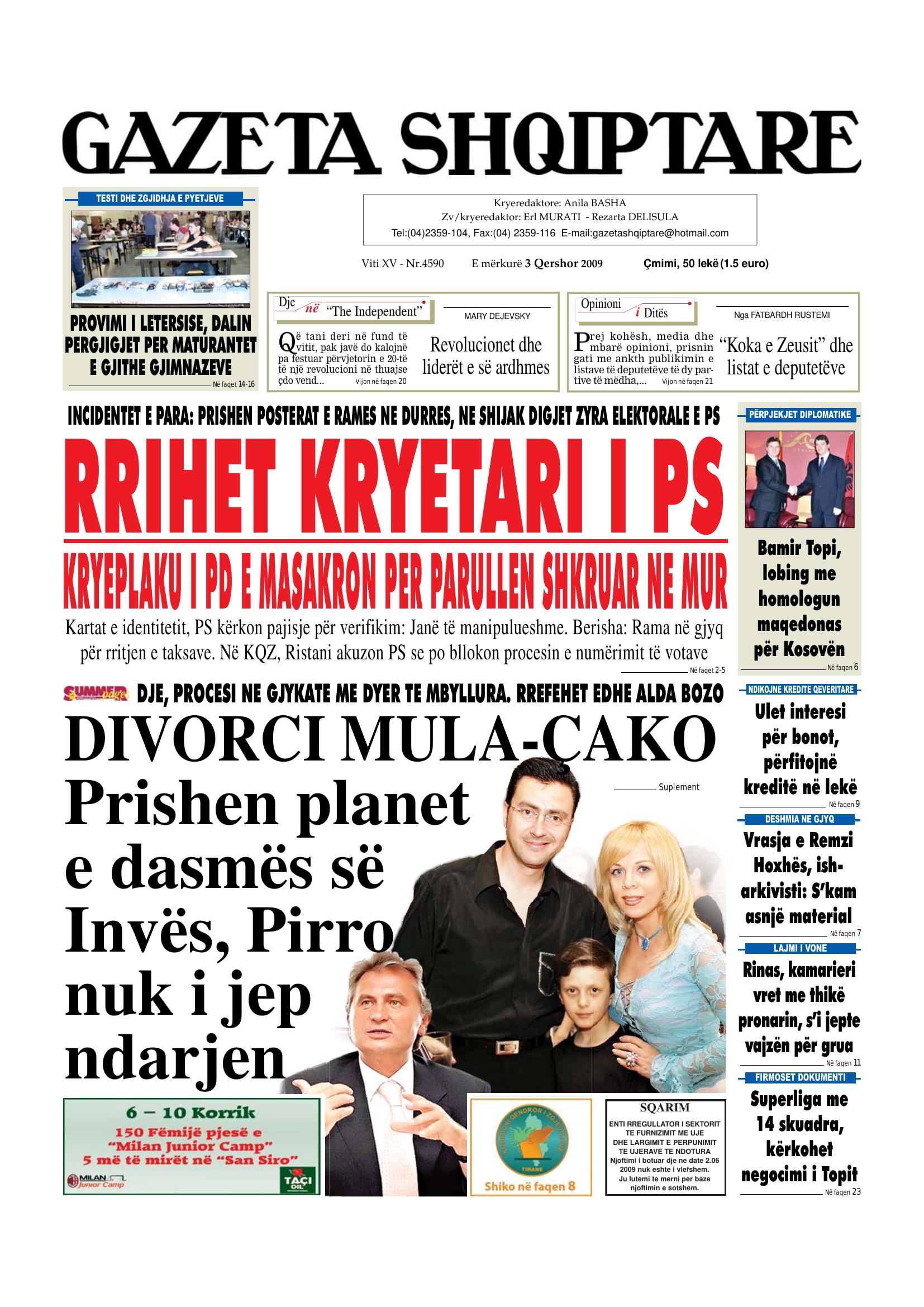 Gazeta Shqiptare 2009-06-03