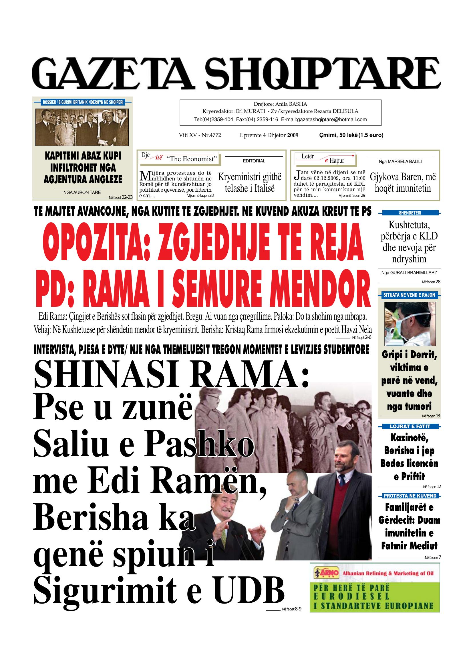 Gazeta Shqiptare 2009-12-04