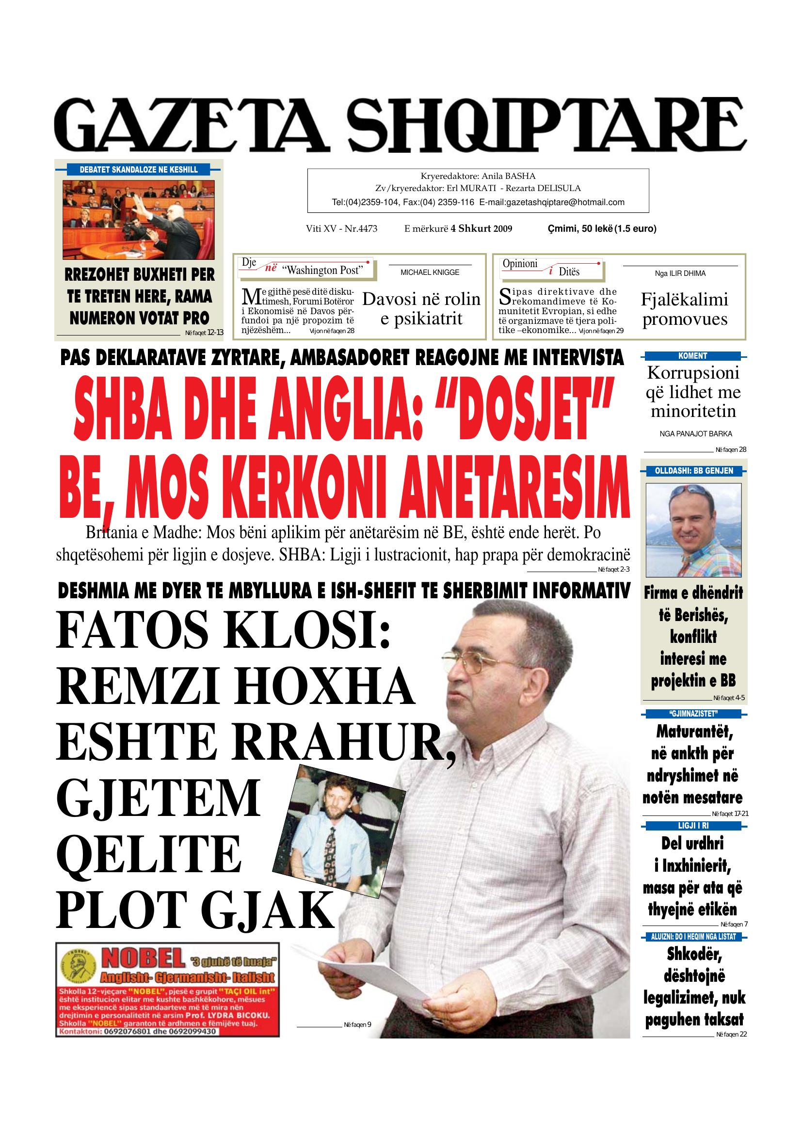 Gazeta Shqiptare 2009-02-04