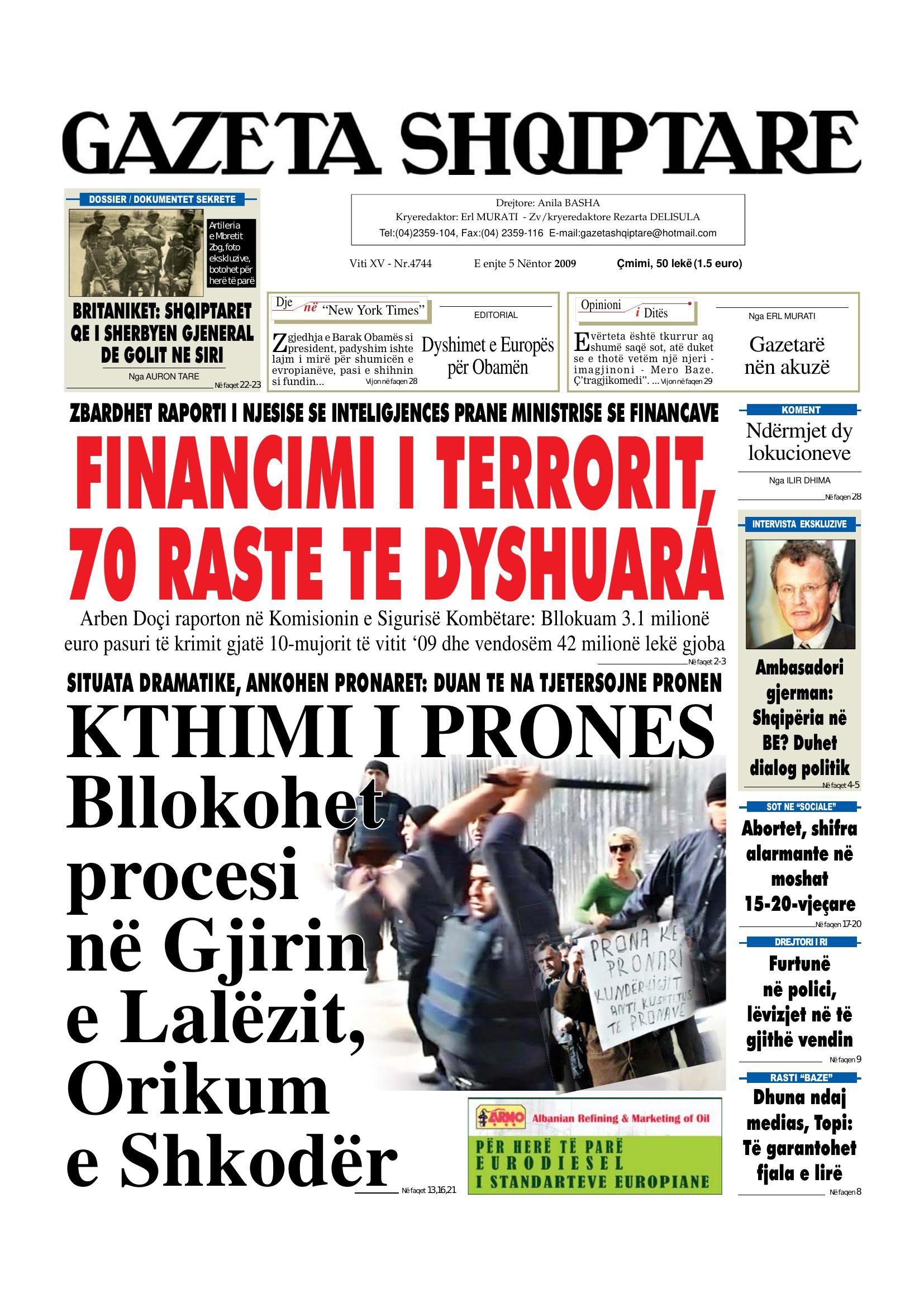 Gazeta Shqiptare 2009-11-05
