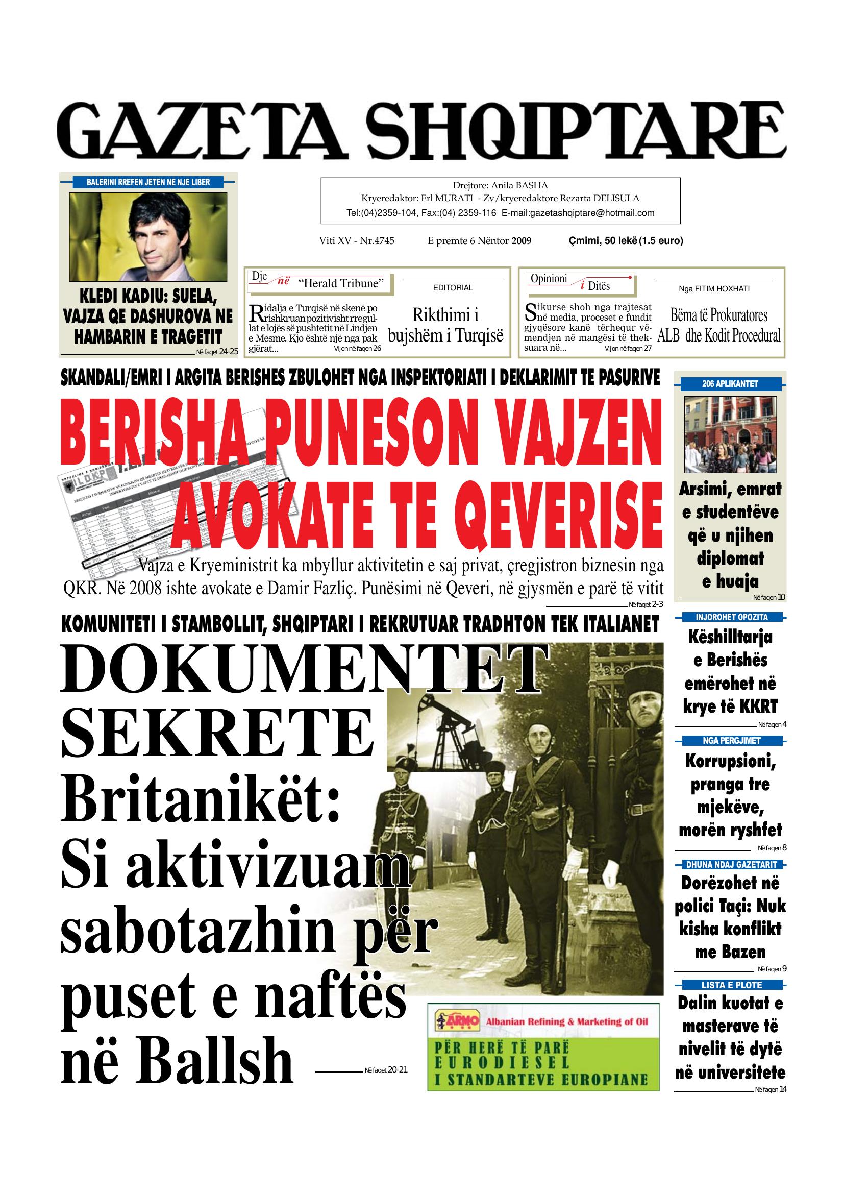 Gazeta Shqiptare 2009-11-06