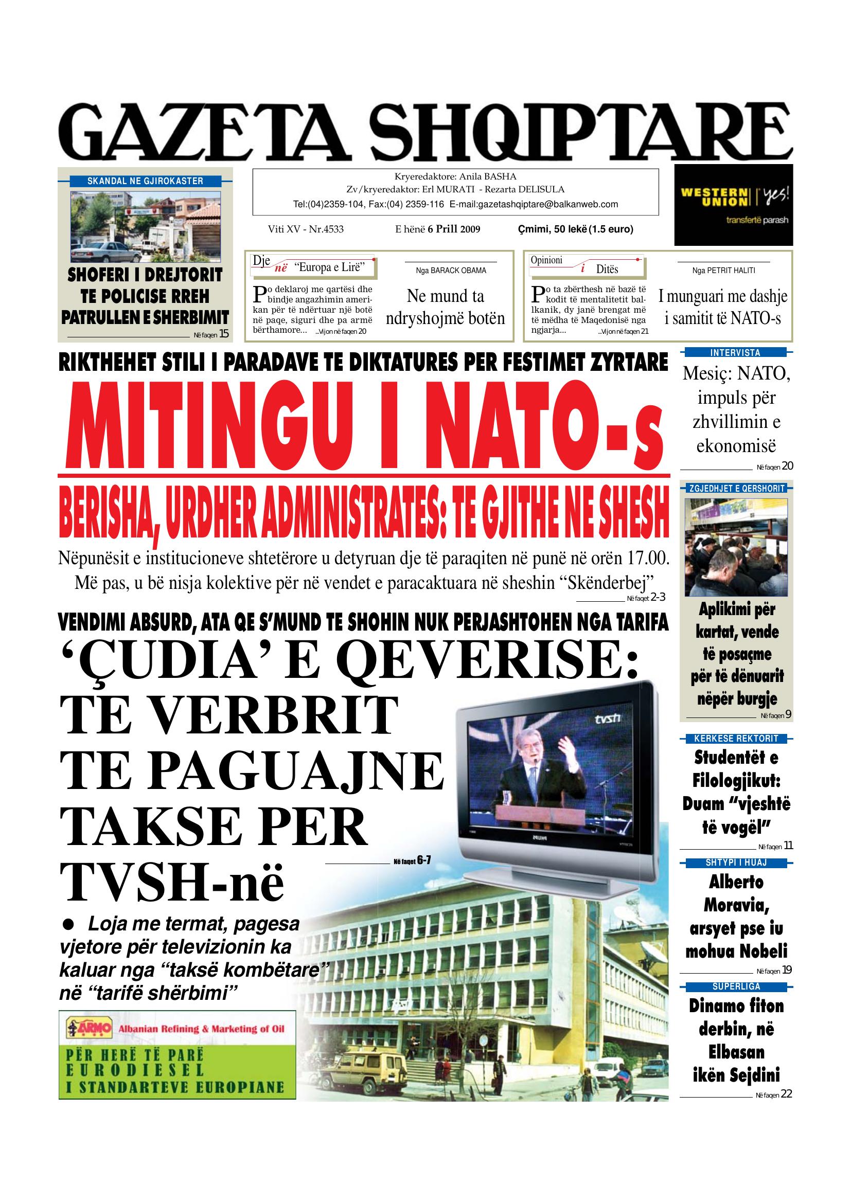 Gazeta Shqiptare 2009-04-06
