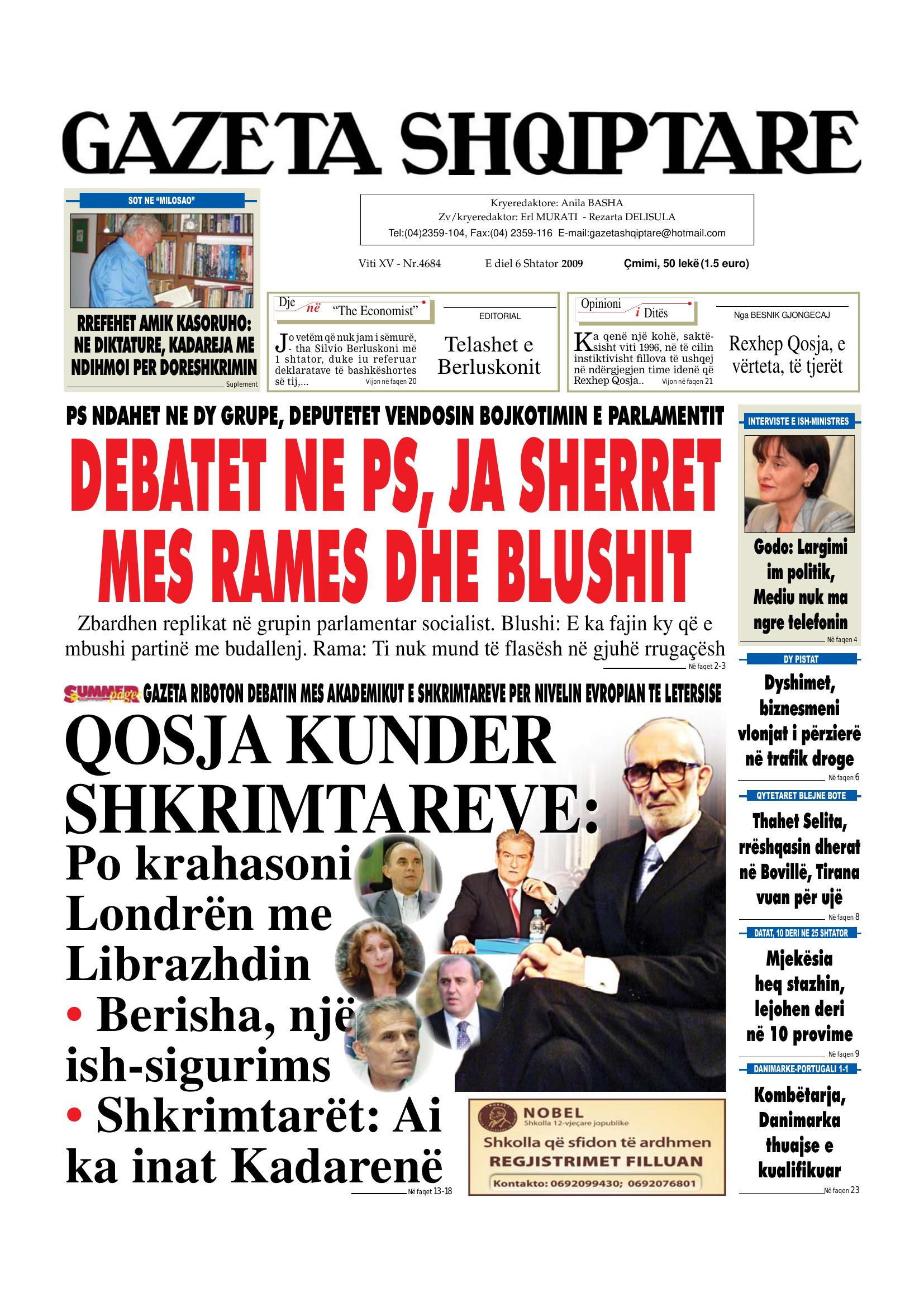Gazeta Shqiptare 2009-09-06