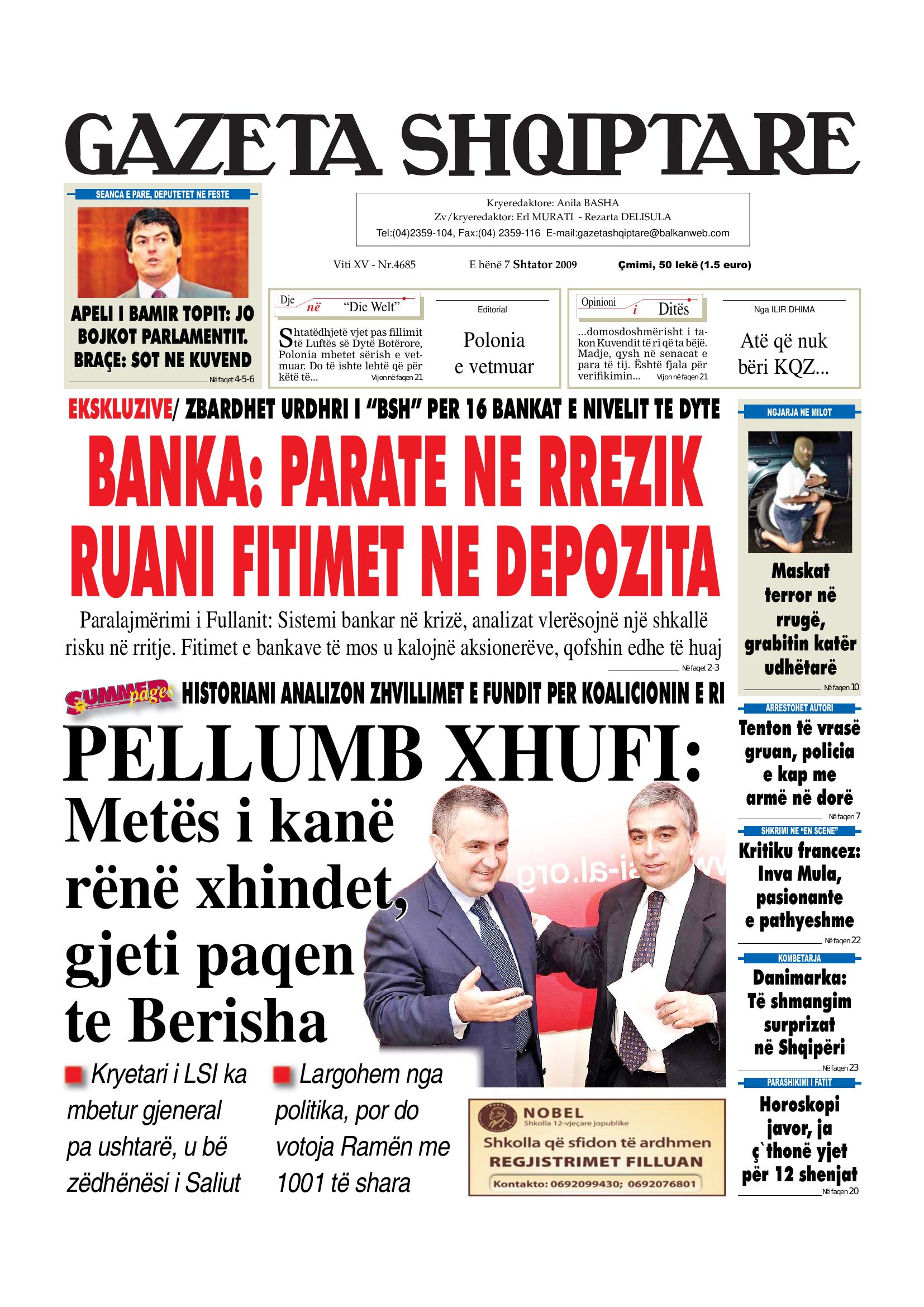 Gazeta Shqiptare 2009-09-07