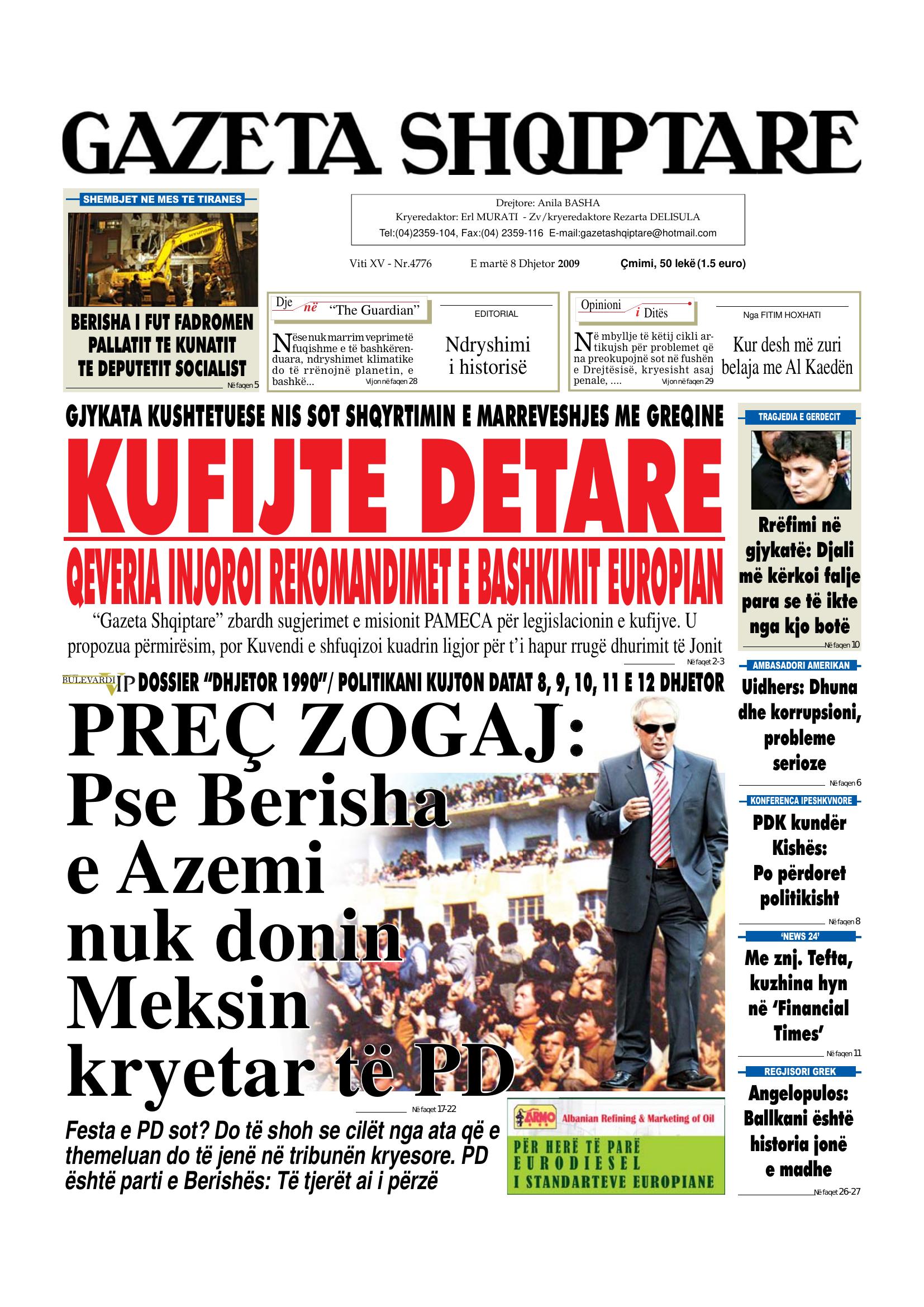 Gazeta Shqiptare 2009-12-08