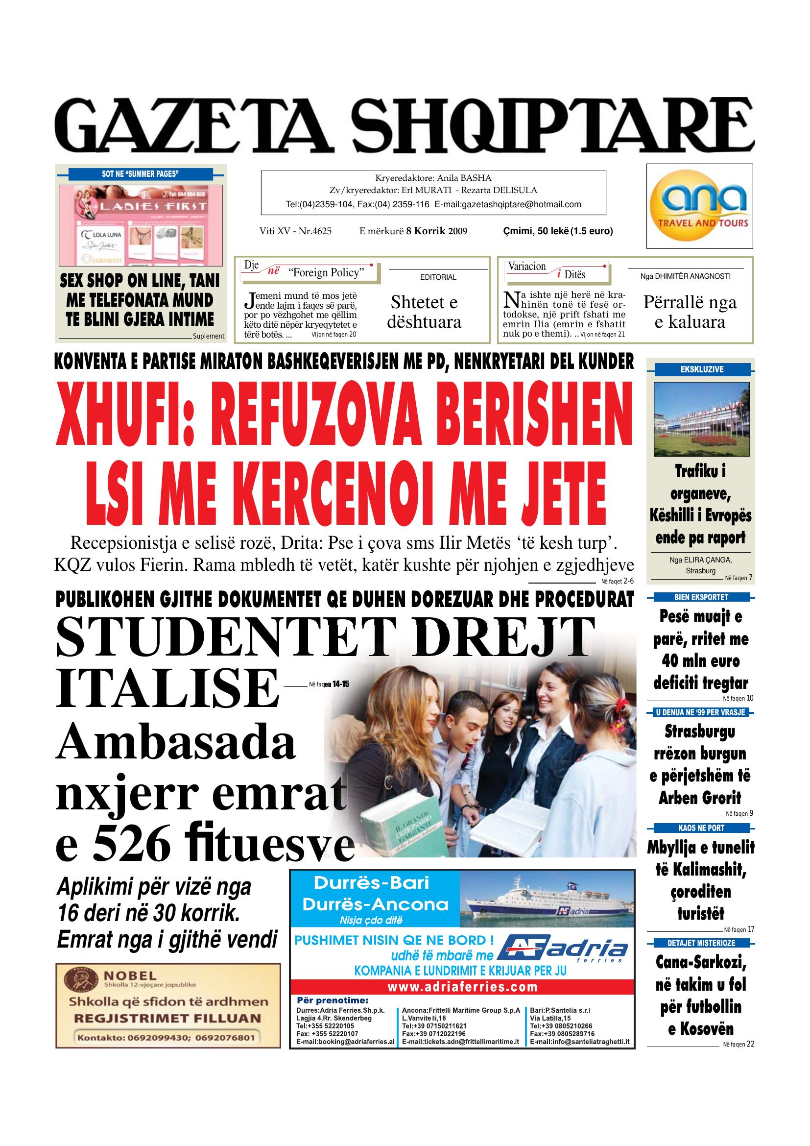 Gazeta Shqiptare 2009-07-08