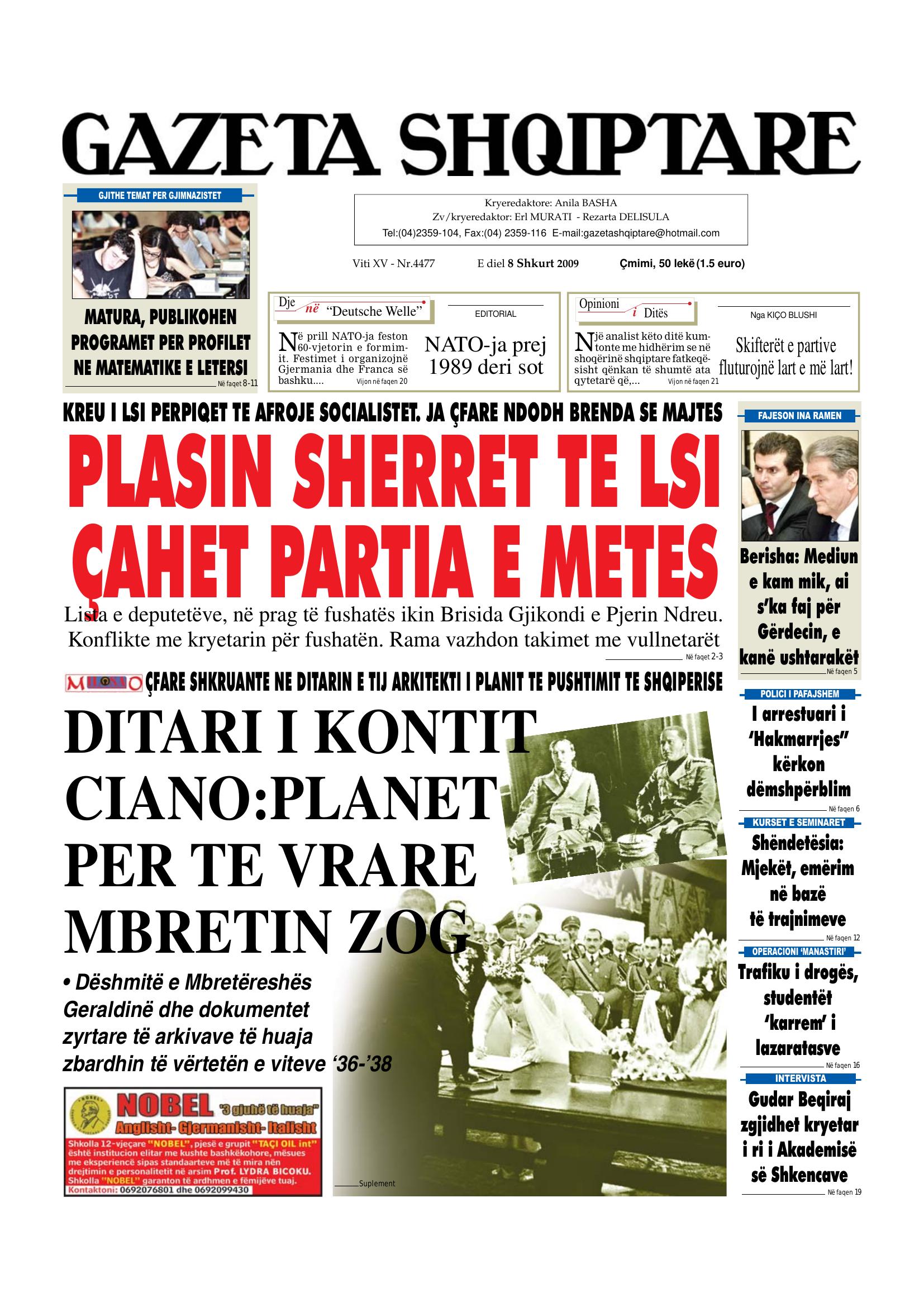 Gazeta Shqiptare 2009-02-08
