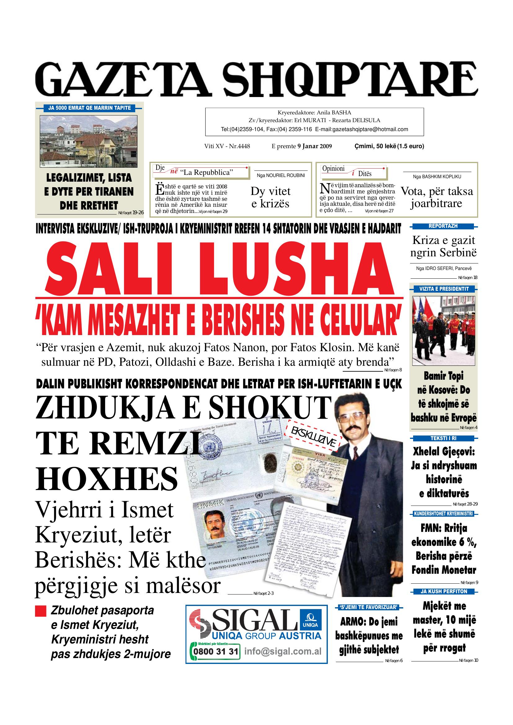 Gazeta Shqiptare 2009-01-09