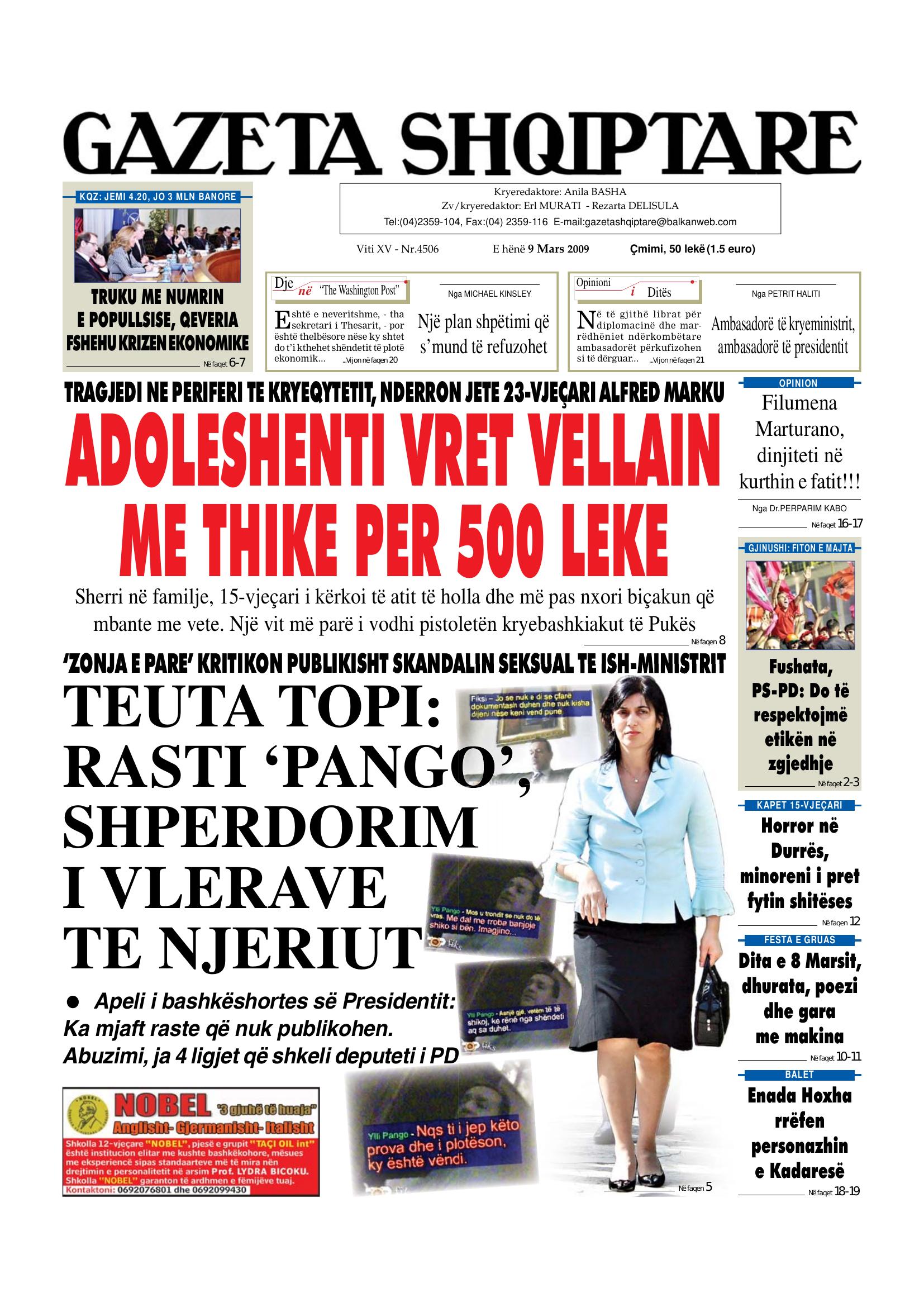 Gazeta Shqiptare 2009-03-09