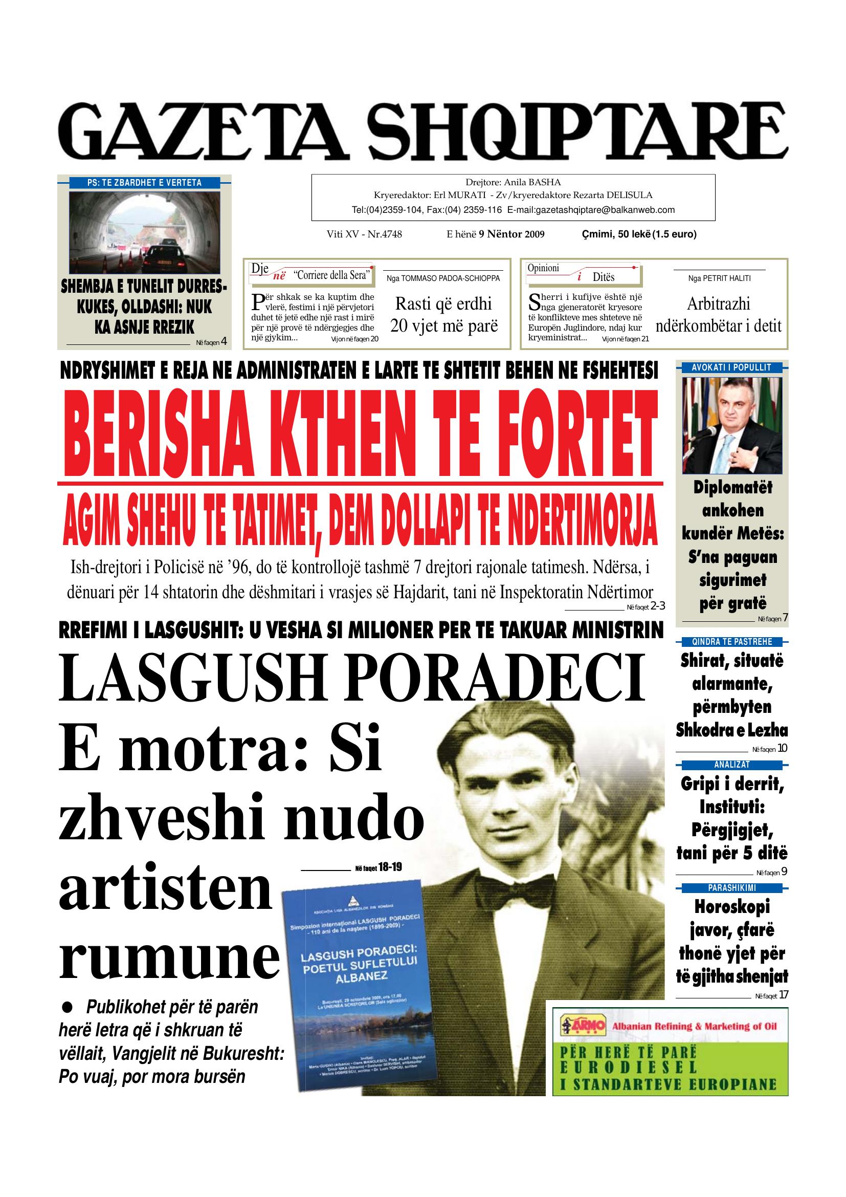 Gazeta Shqiptare 2009-11-09