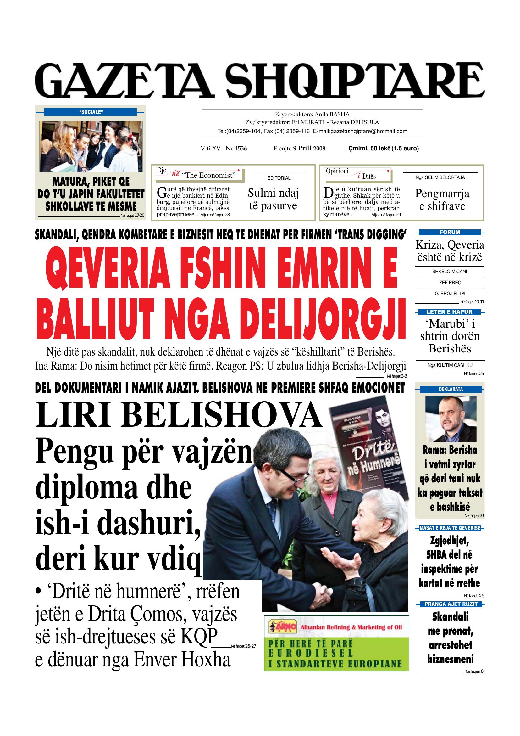 Gazeta Shqiptare 2009-04-09