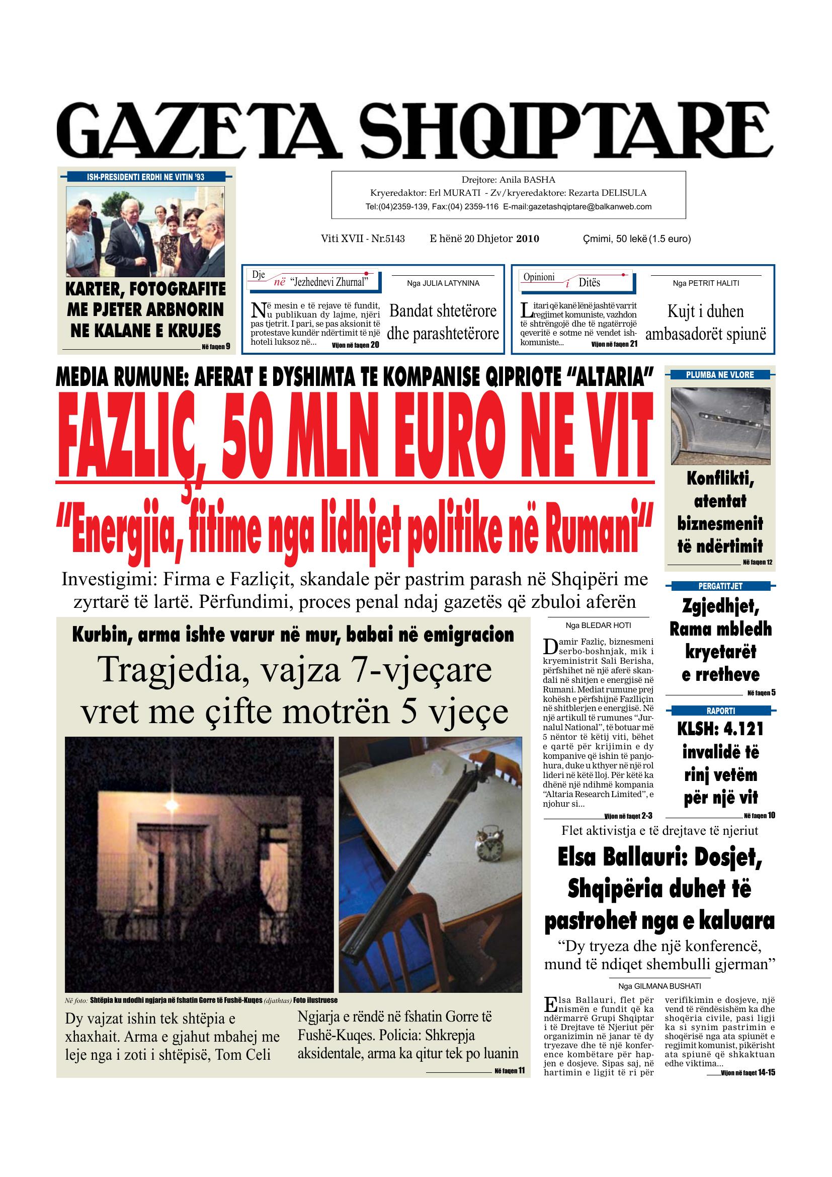Gazeta Shqiptare 2010-12-20