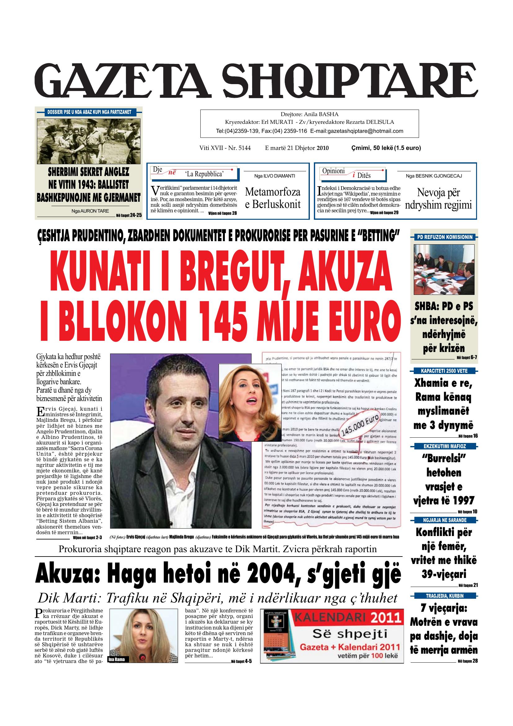 Gazeta Shqiptare 2010-12-21