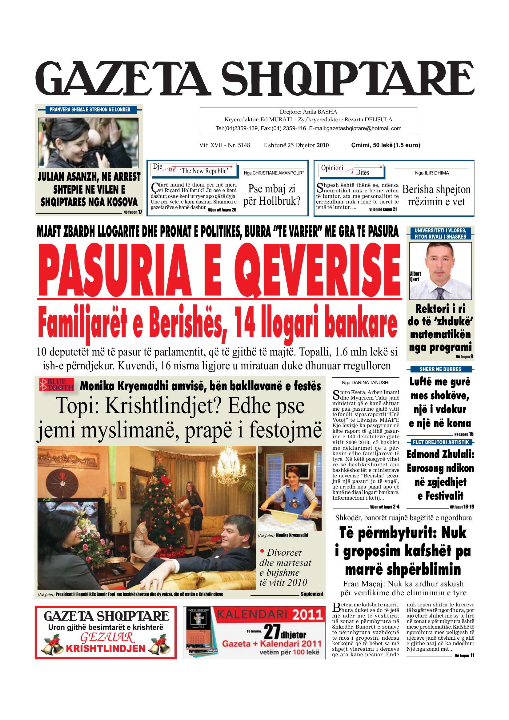 Gazeta Shqiptare 2010-12-25