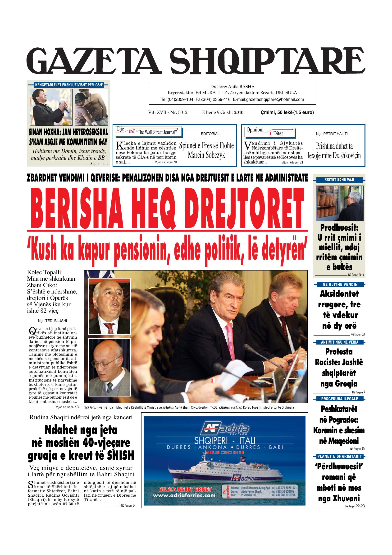 Gazeta Shqiptare 2010-08-09