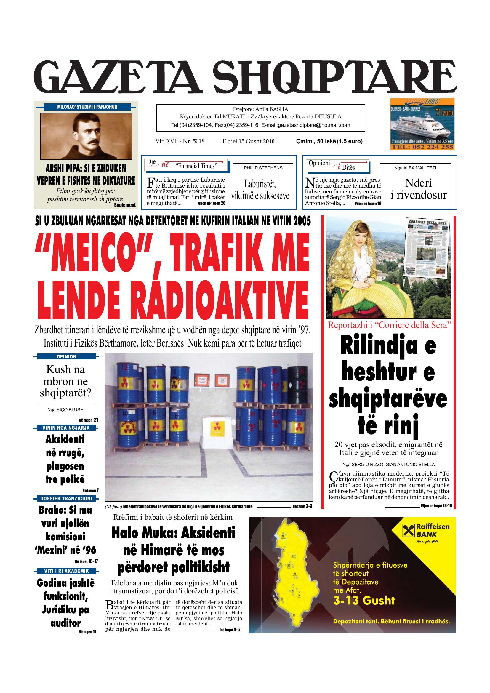 Gazeta Shqiptare 2010-08-15