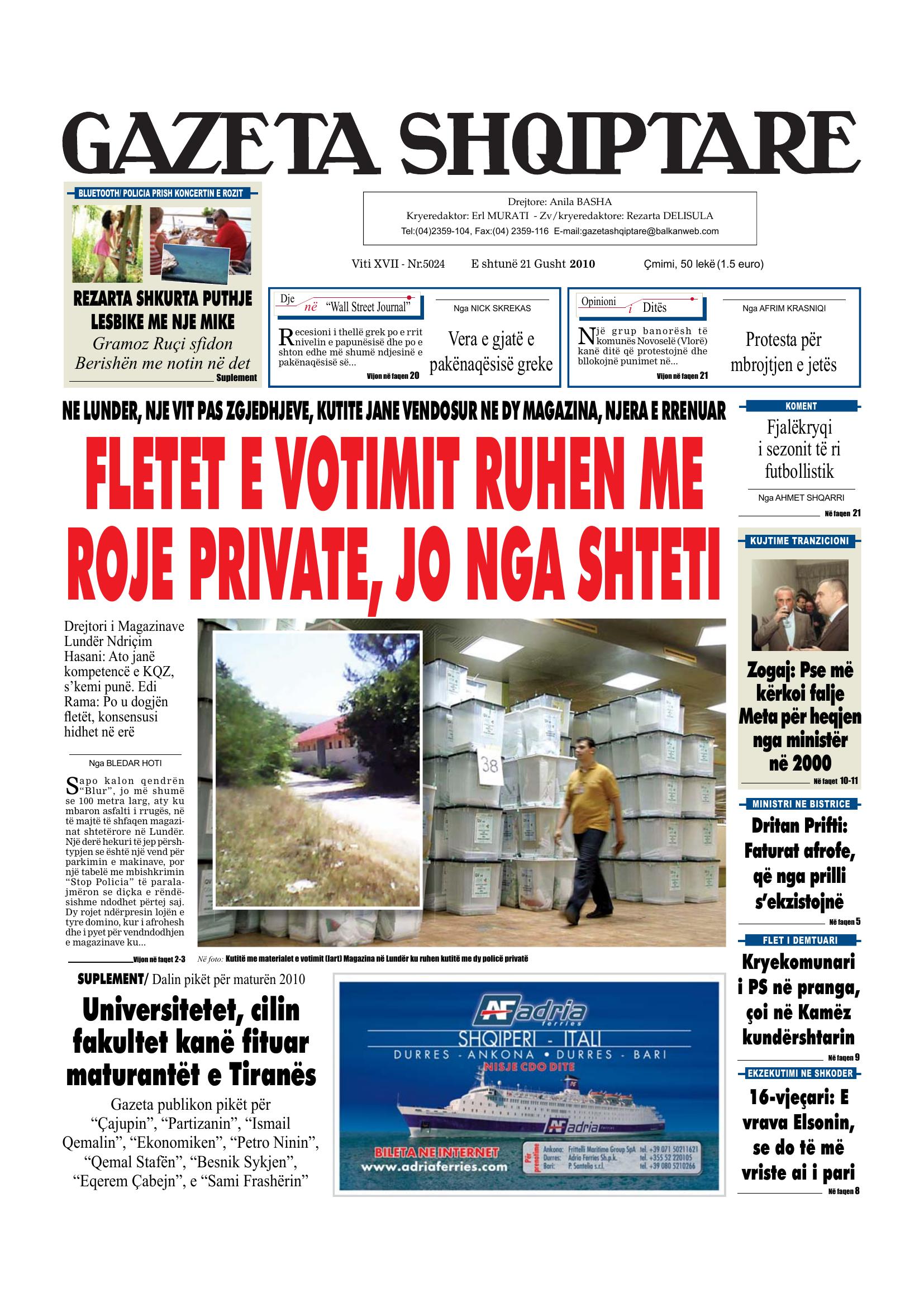 Gazeta Shqiptare 2010-08-21