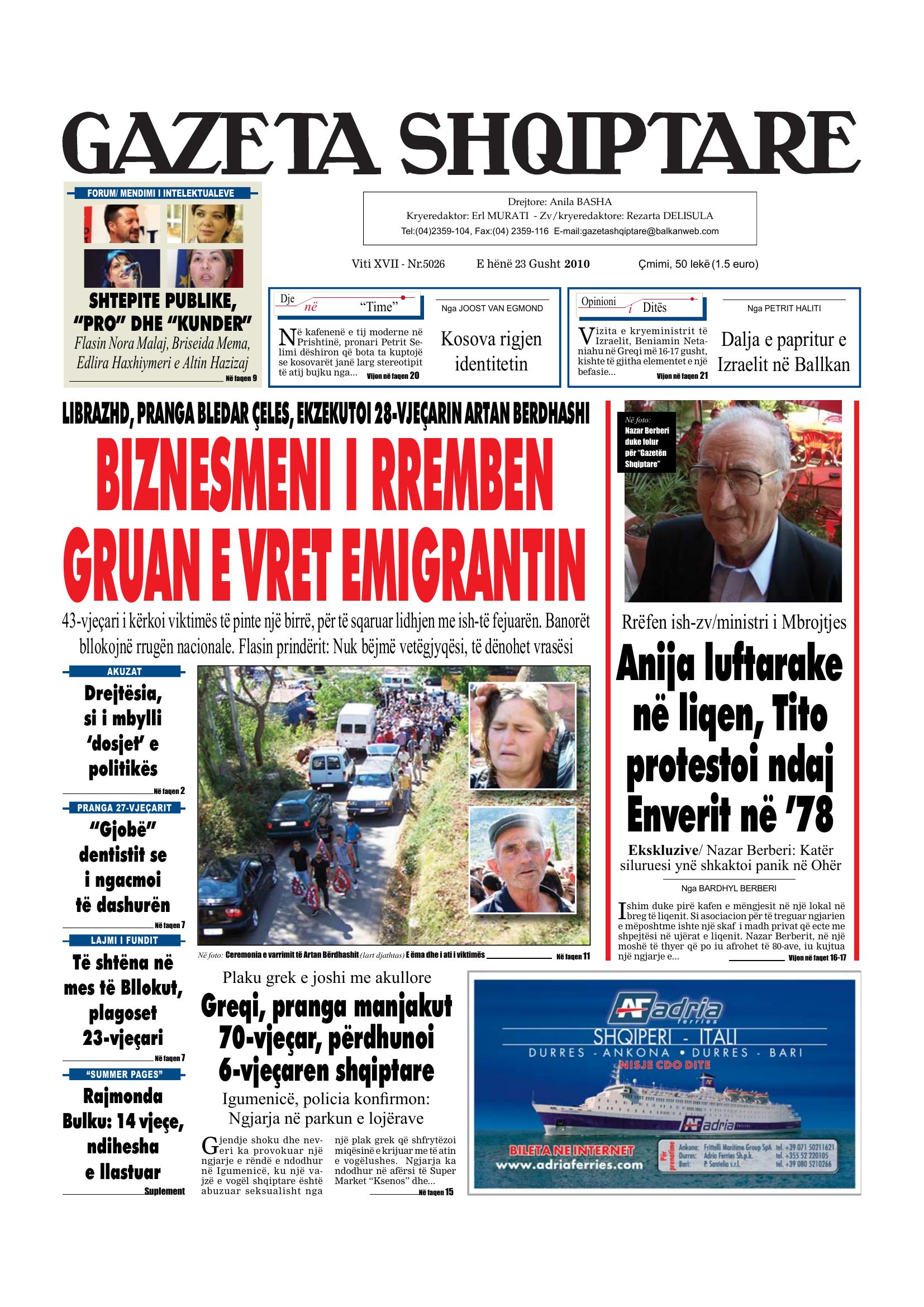Gazeta Shqiptare 2010-08-23