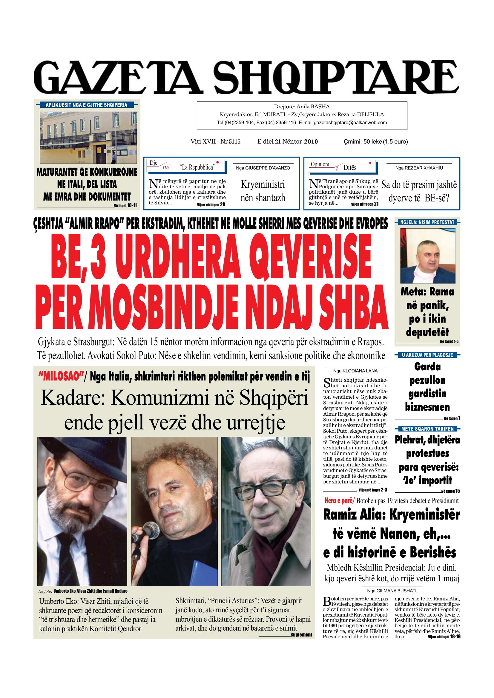 Gazeta Shqiptare 2010-11-21